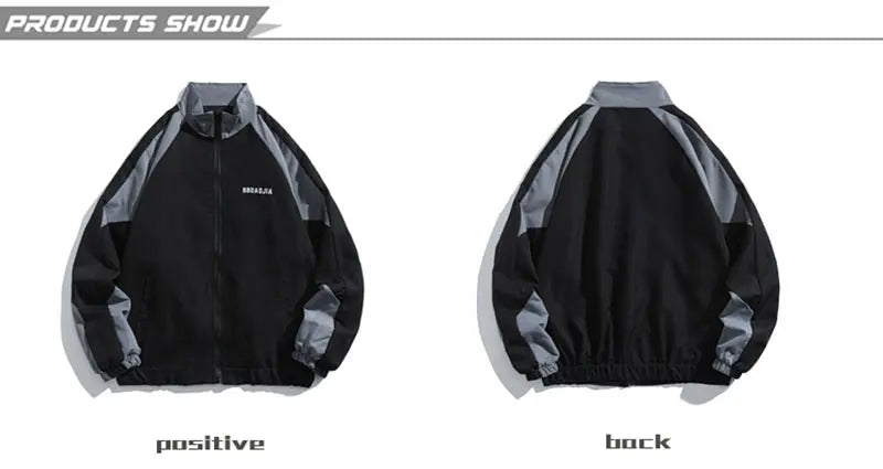 Graphic Footy Unisex Patchwork Varsity Jacket – Black High Street Windbreaker
