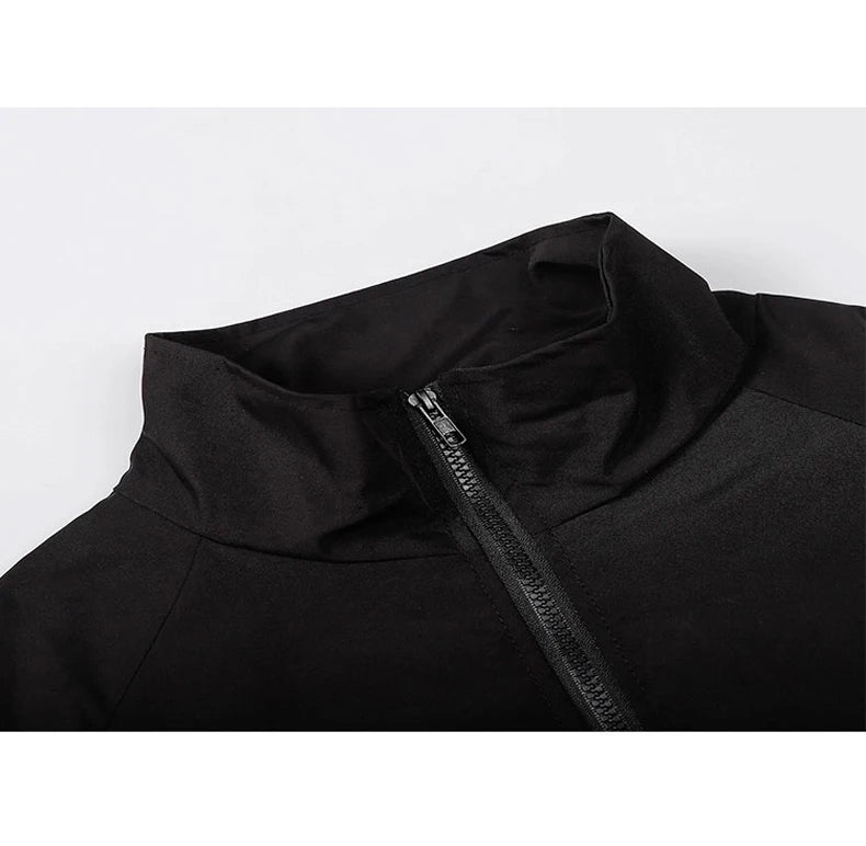 Graphic Footy Unisex Patchwork Varsity Jacket – Black High Street Windbreaker