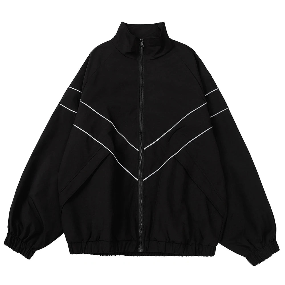 Graphic Footy Unisex Patchwork Varsity Jacket – Black High Street Windbreaker