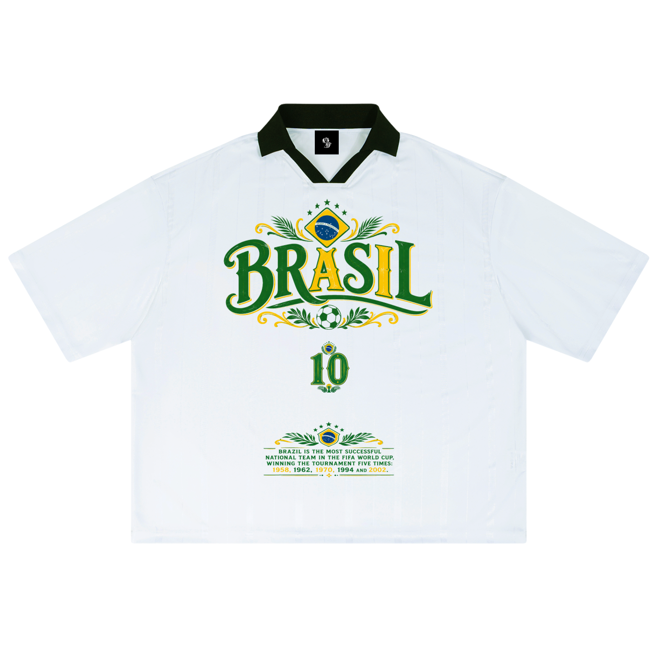 Vintage Brasil Football Striped Boxy Soccer Jersey