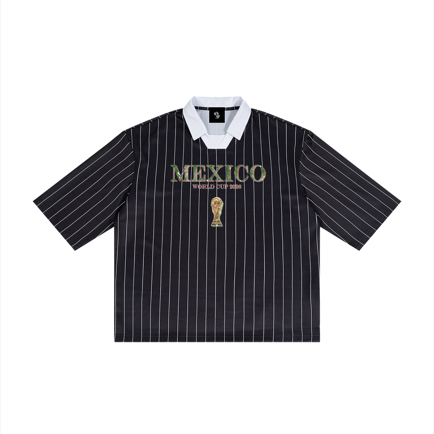 Vintage Mexico World Cup Pinstripe Collared Soccer Jersey