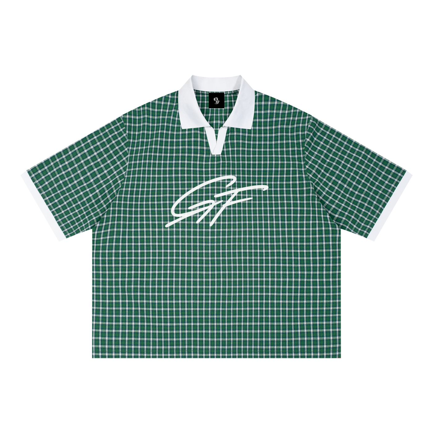 Vintage Graphic Footy Unisex Boxy Plaid Color Block Polo Shirt