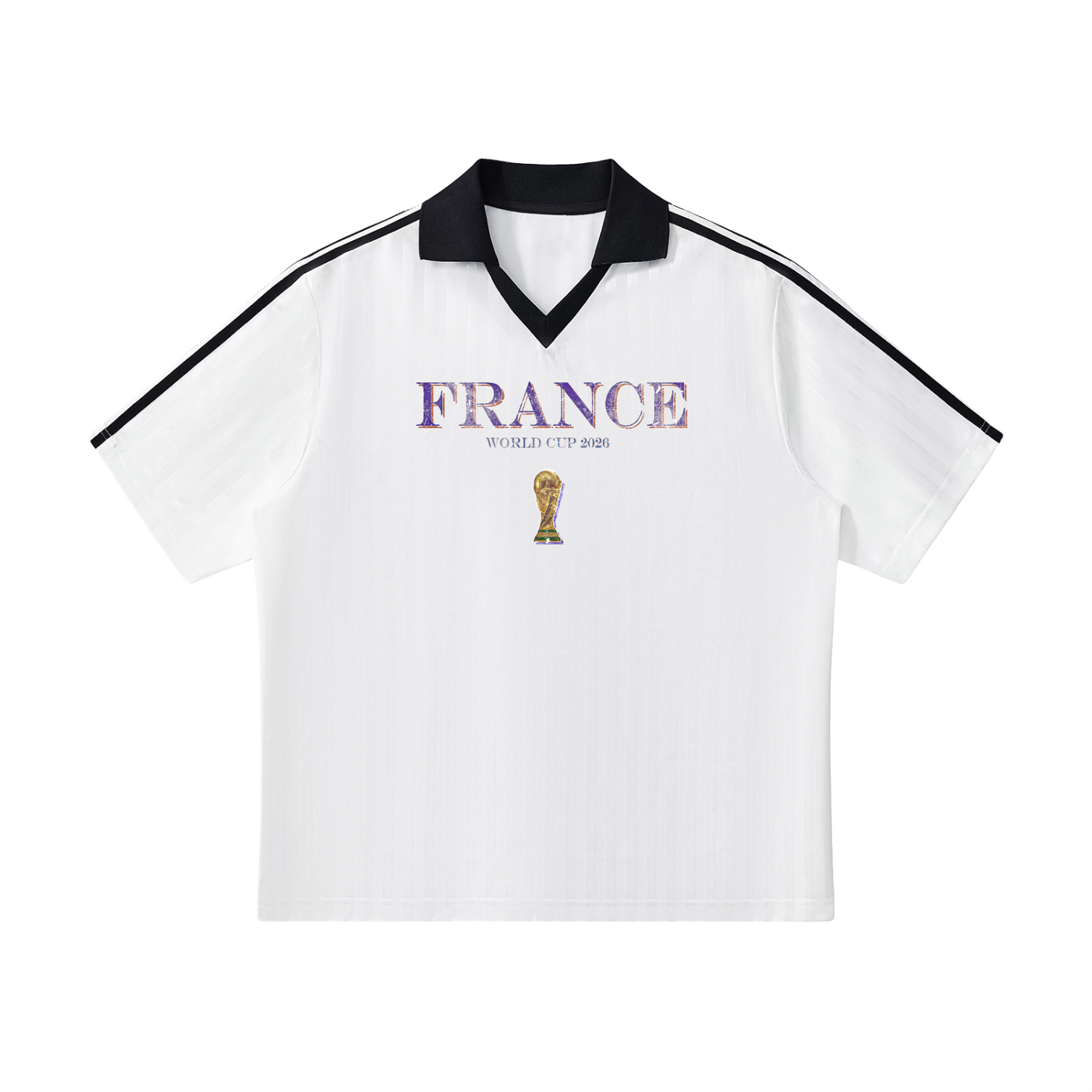Vintage France World Cup Contrast Collar Striped Soccer Jersey