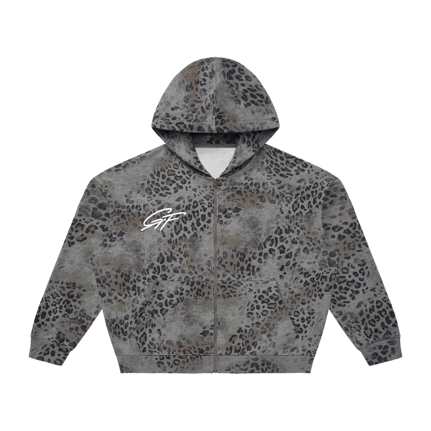Graphic Footy Vintage Wash Leopard Full Zip Hoodie