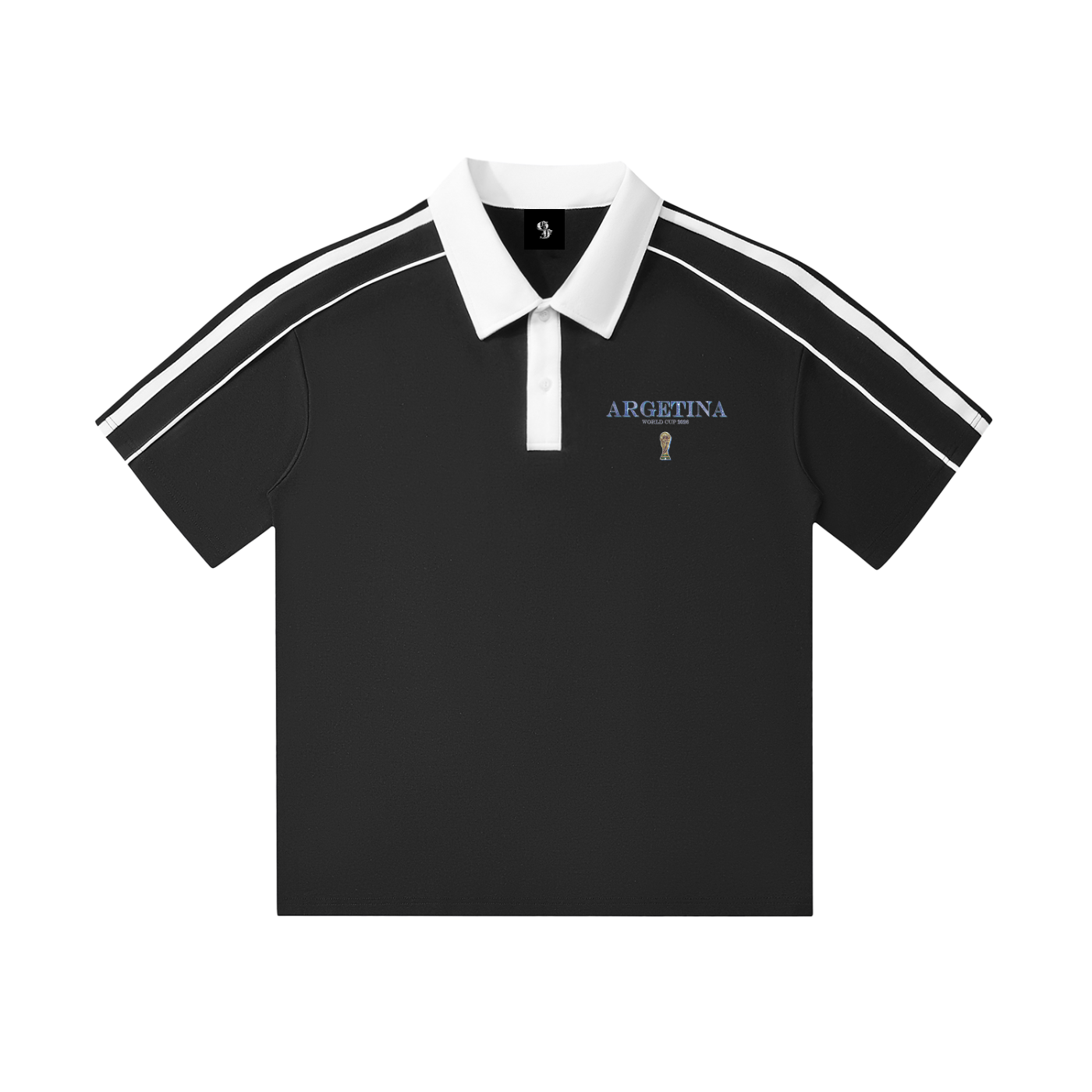 Vintage Argentina World Cup Contrast Collar Short-Sleeve Polo Shirt