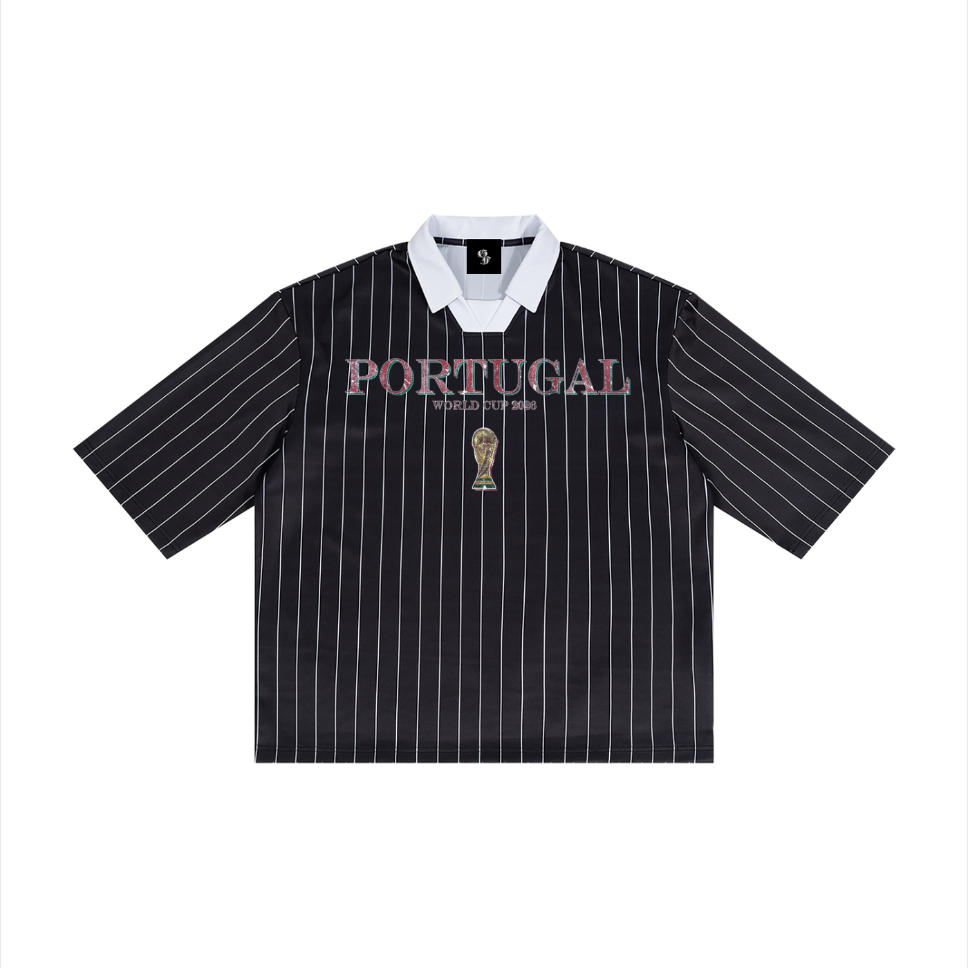 Vintage Portugal World Cup Pinstripe Collared Soccer Jersey