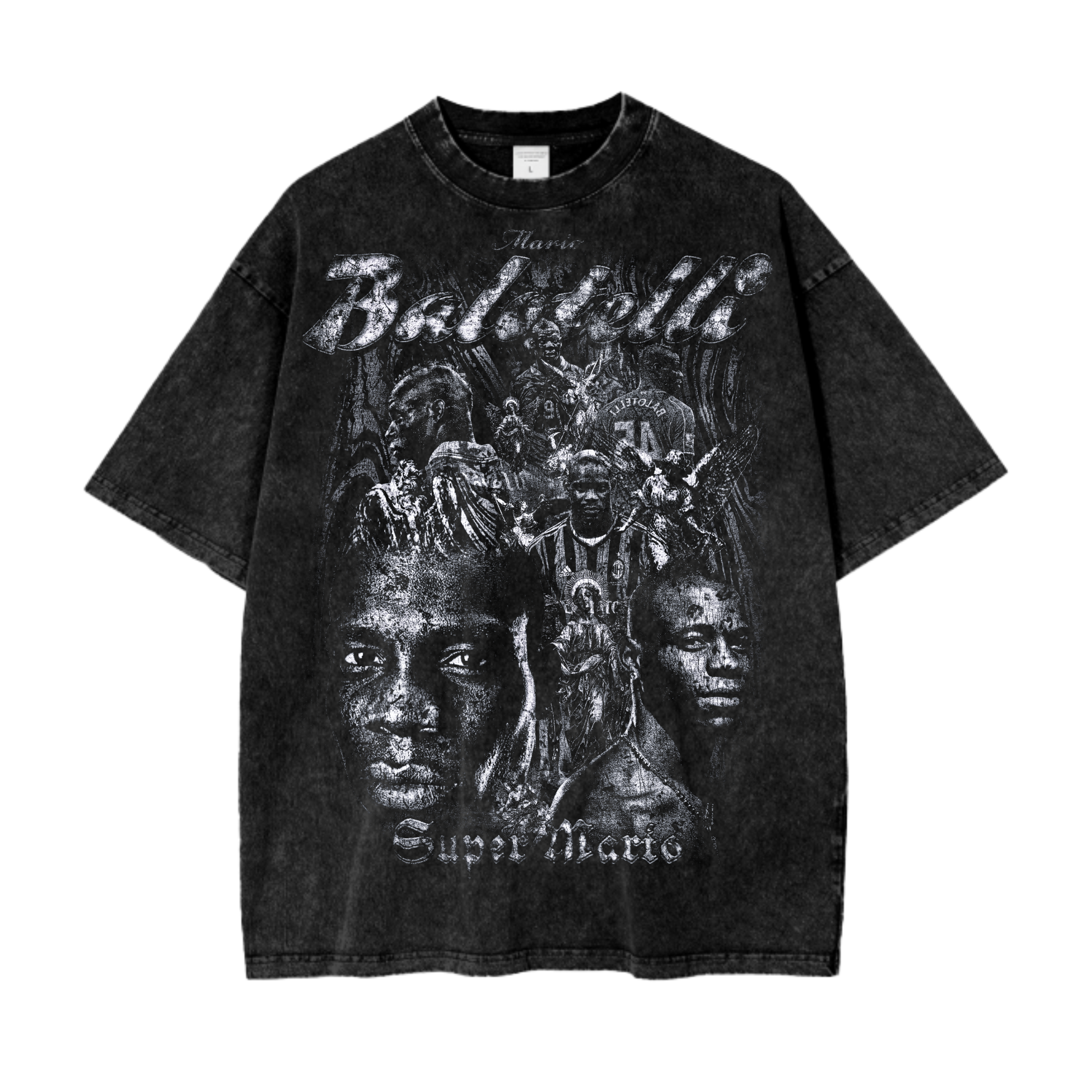 Vintage 'Super' Mario Balotelli Oversize Acid Washed T-Shirt