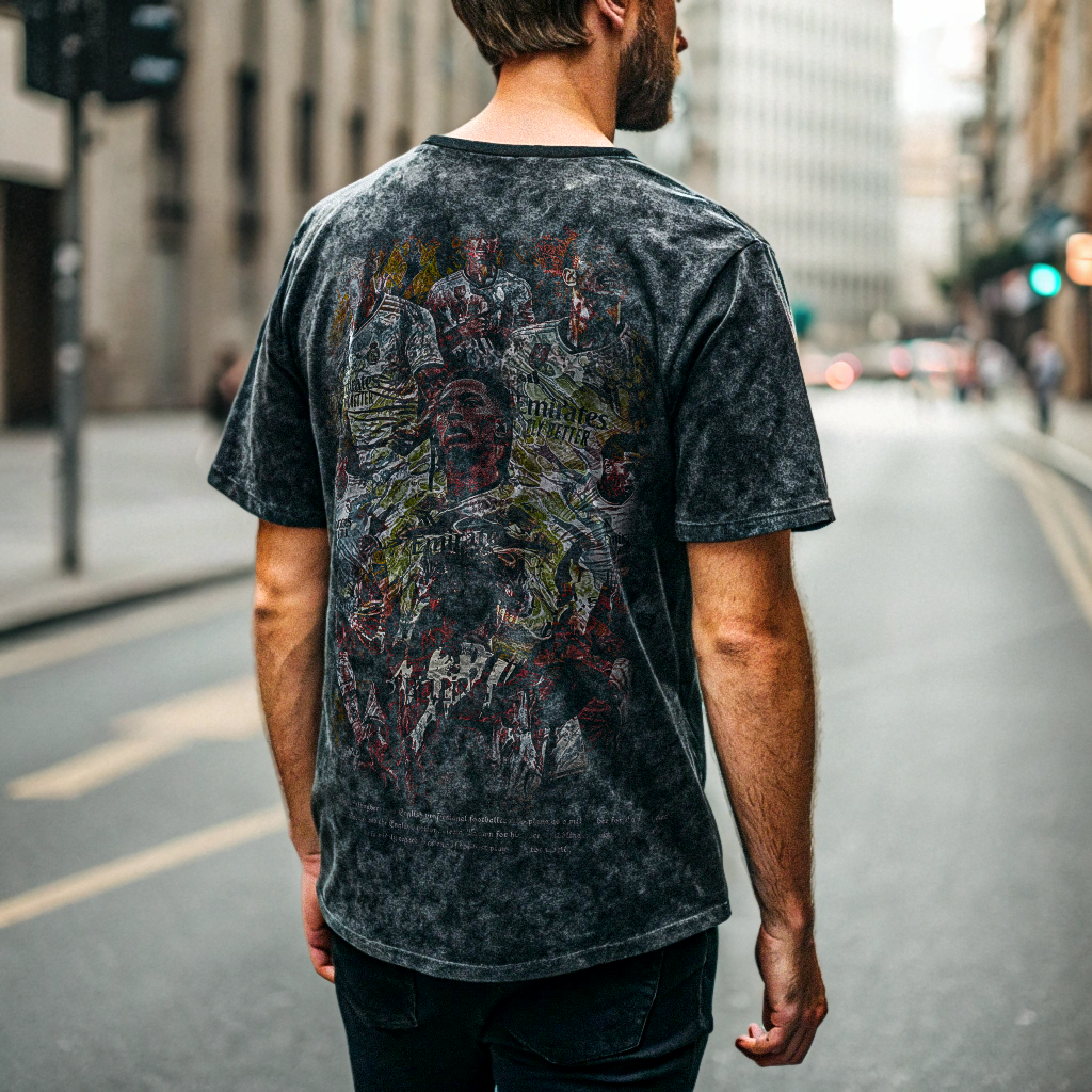 Vintage Jude Bellingham Acid Wash Oversize T-Shirt - 250 GSM