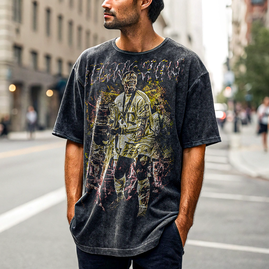 Vintage Jude Bellingham Acid Wash Oversize T-Shirt - 250 GSM