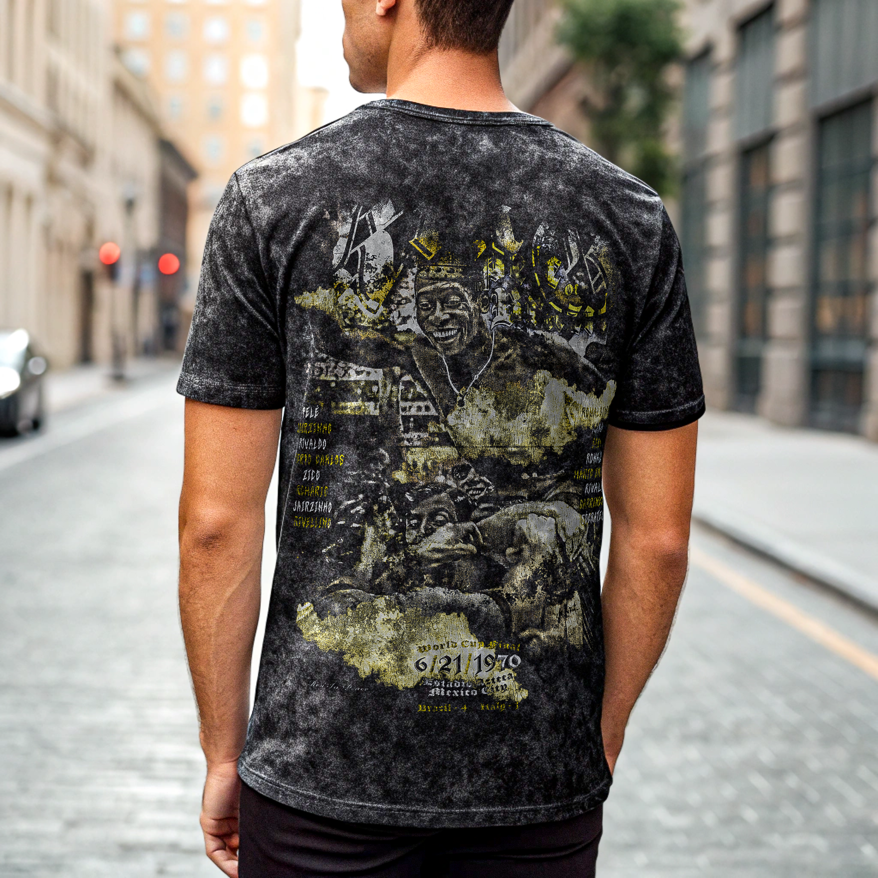 Vintage Brazil Football Soccer Oversize Acid Washed T-Shirt
