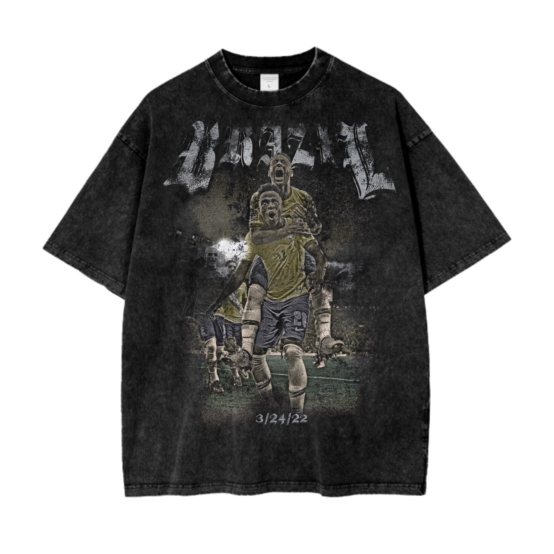 Vintage Brazil Football Soccer Oversize Acid Washed T-Shirt