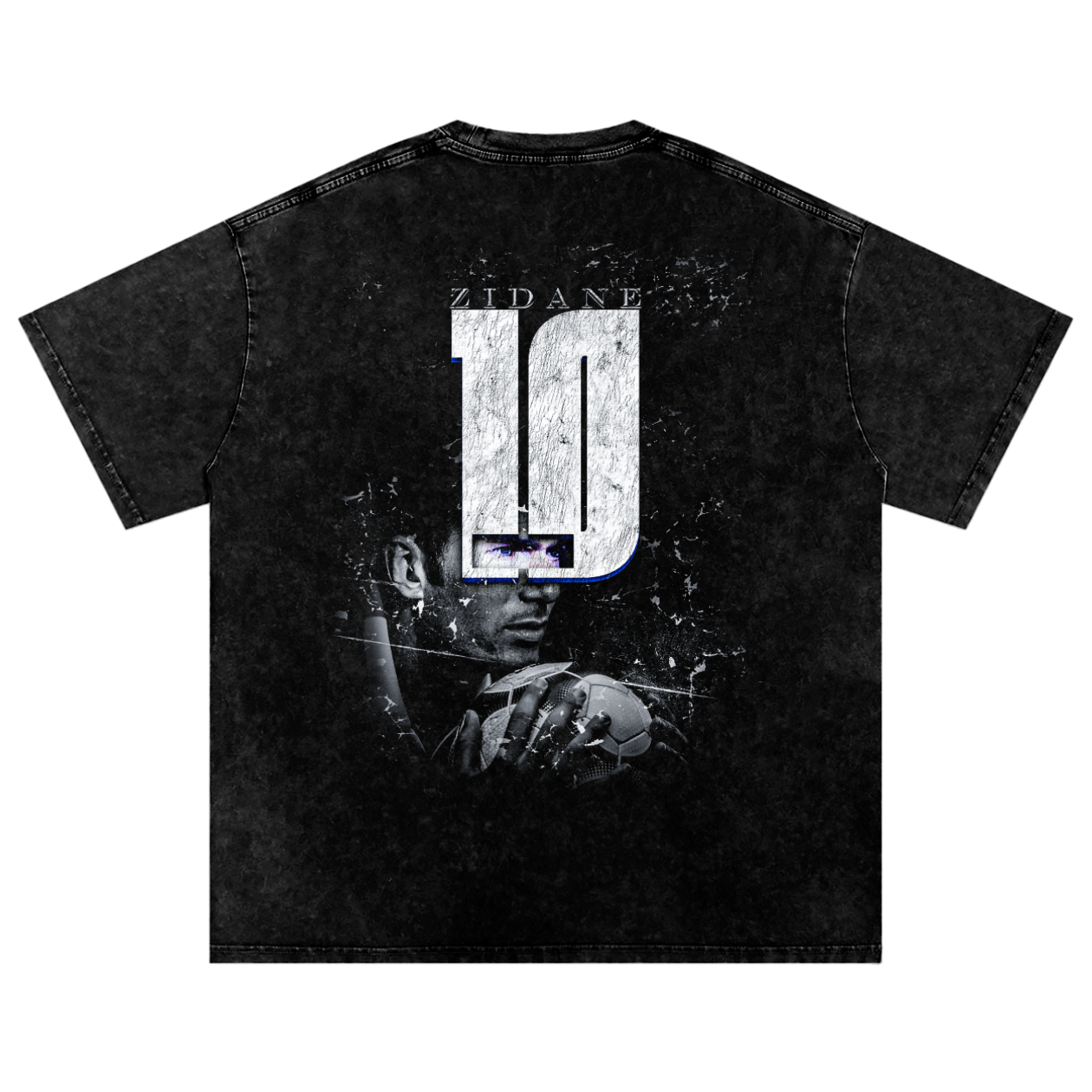 Vintage Zinedine Zidane Snow Washed Oversized Cotton T-Shirt