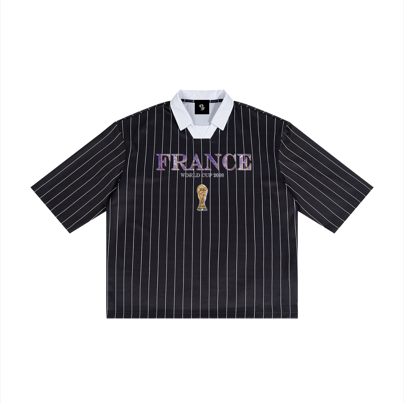 Vintage France World Cup Pinstripe Collared Soccer Jersey