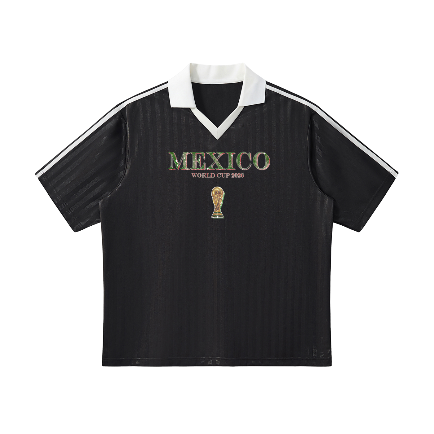 Vintage Mexico World Cup Contrast Collar Striped Soccer Jersey