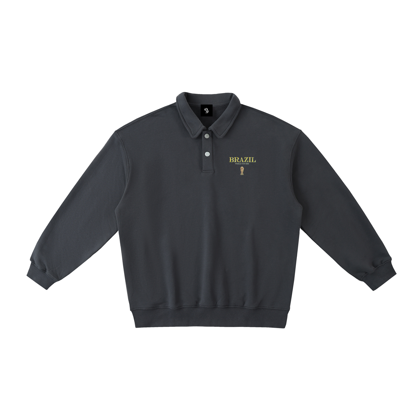 Vintage Brazil World Cup Heavyweight Polo-Collar Sweatshirt
