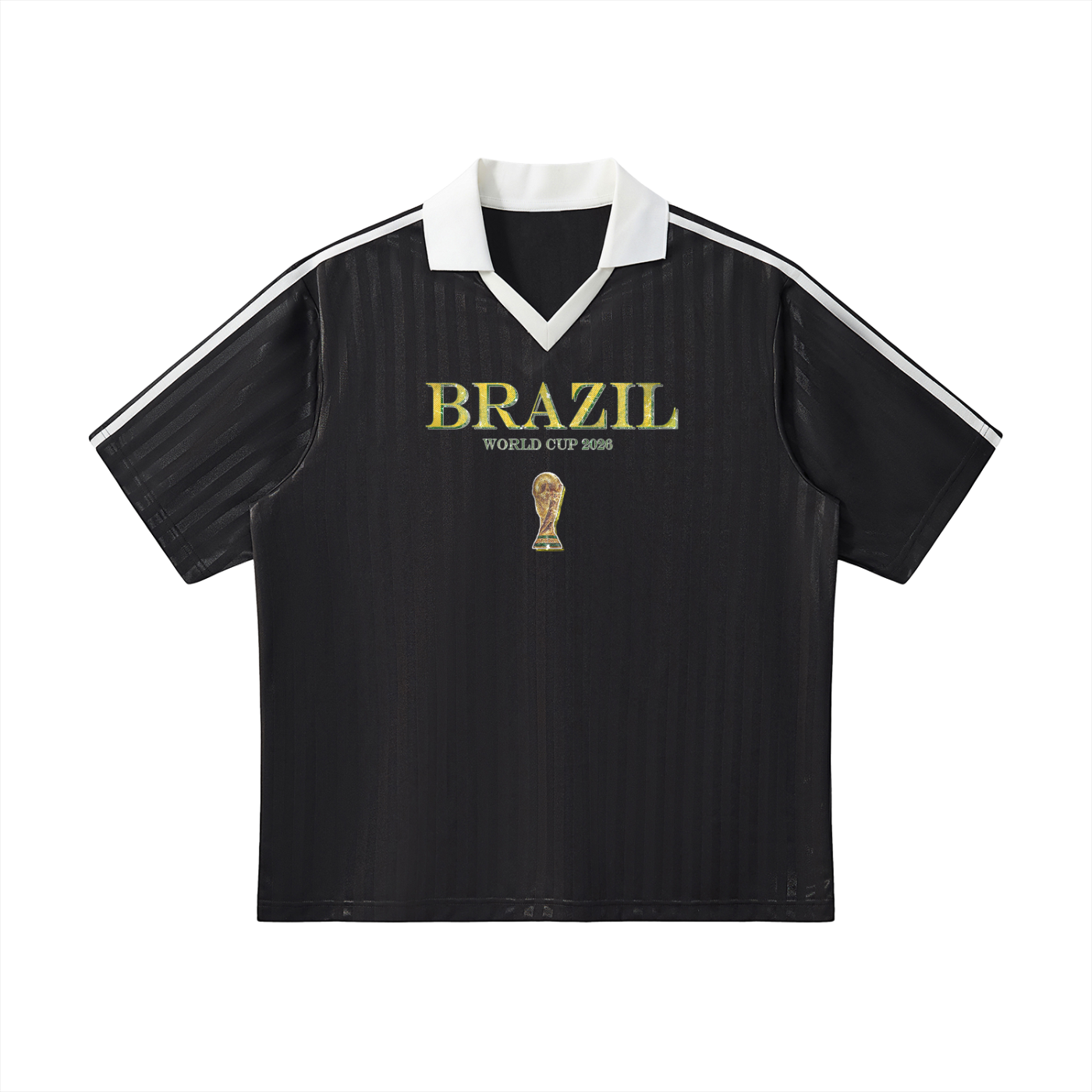 Vintage Brazil World Cup Contrast Collar Striped Soccer Jersey