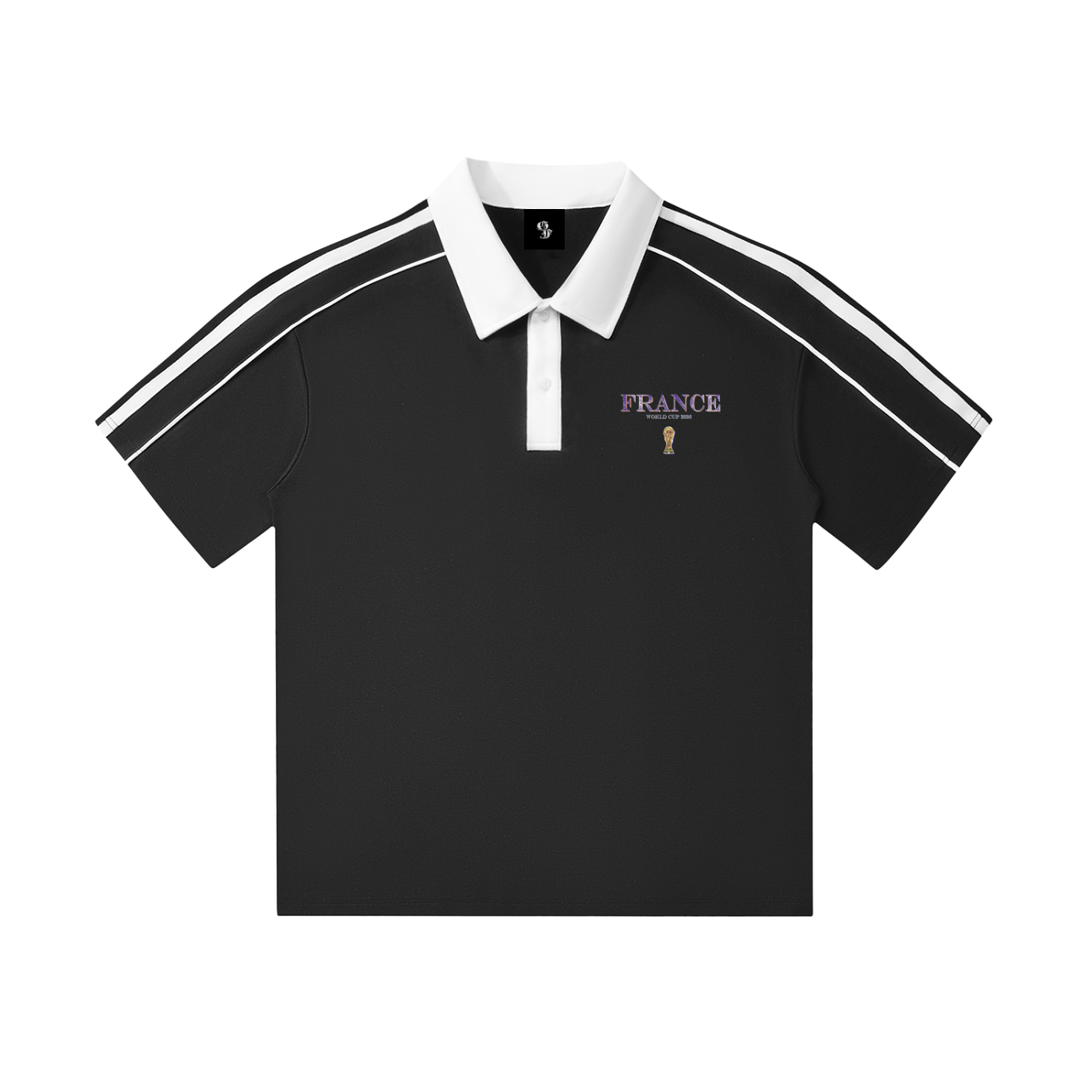 Vintage France World Cup Contrast Collar Short-Sleeve Polo Shirt