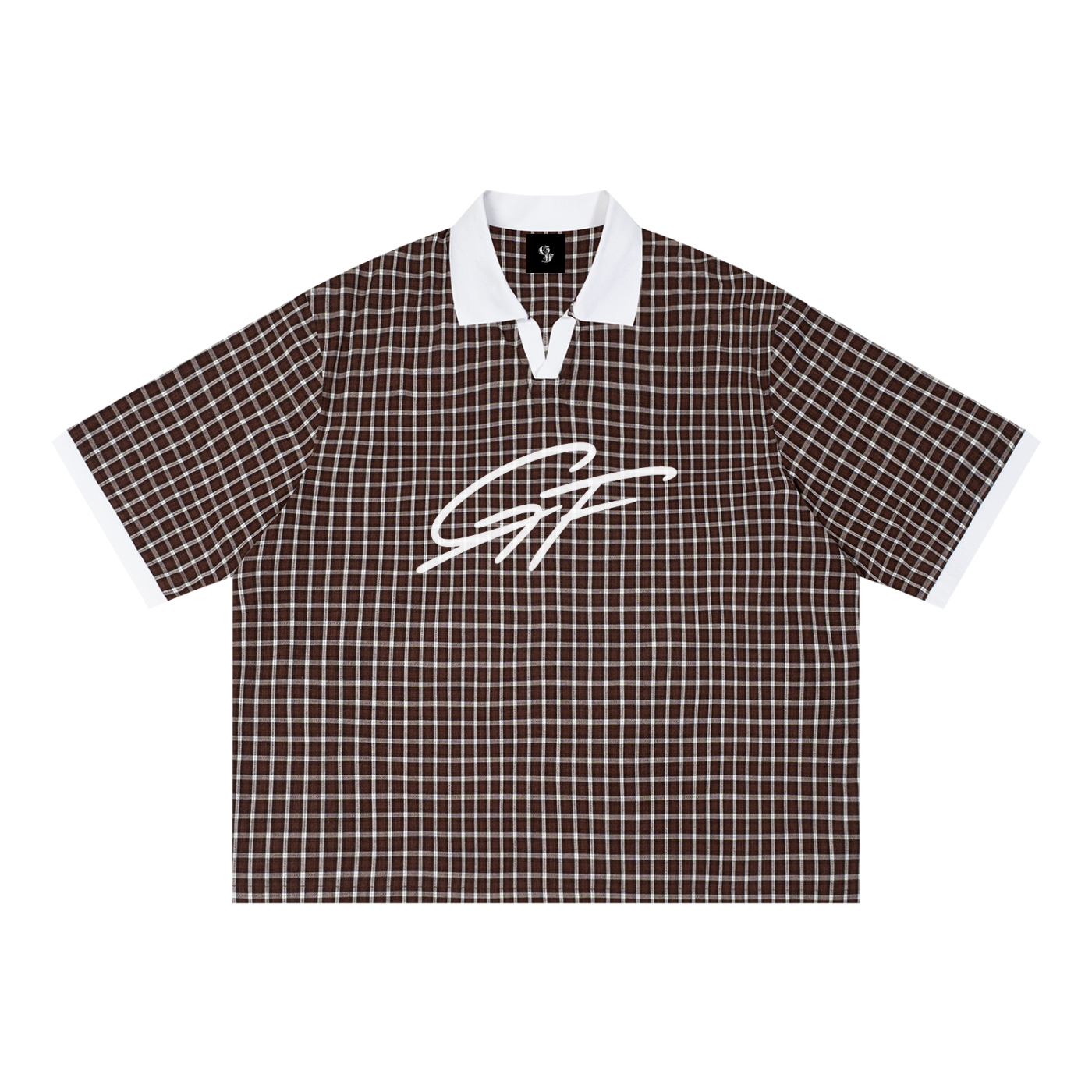 Vintage Graphic Footy Unisex Boxy Plaid Color Block Polo Shirt