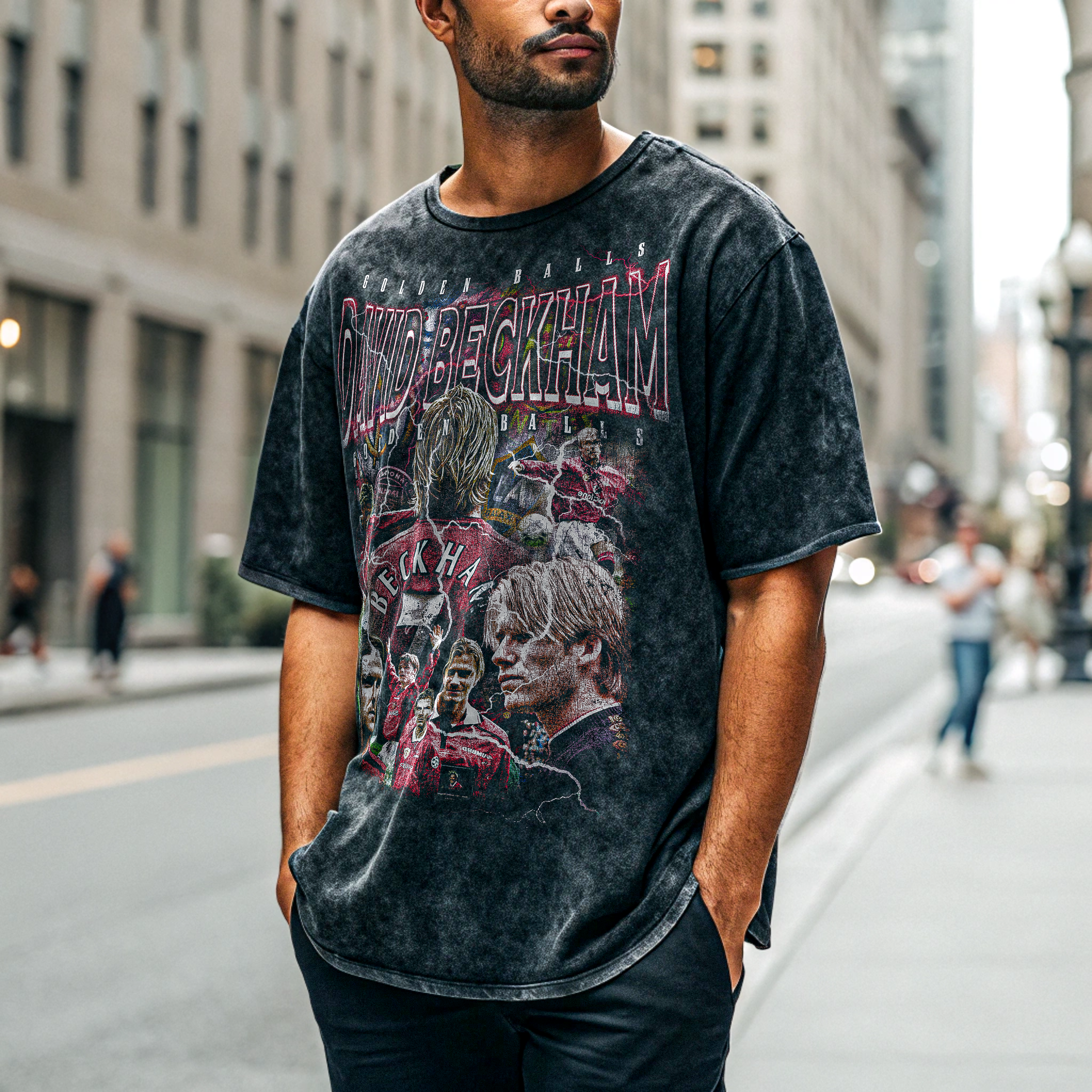 Vintage David Beckham Oversize Acid Washed T-Shirt