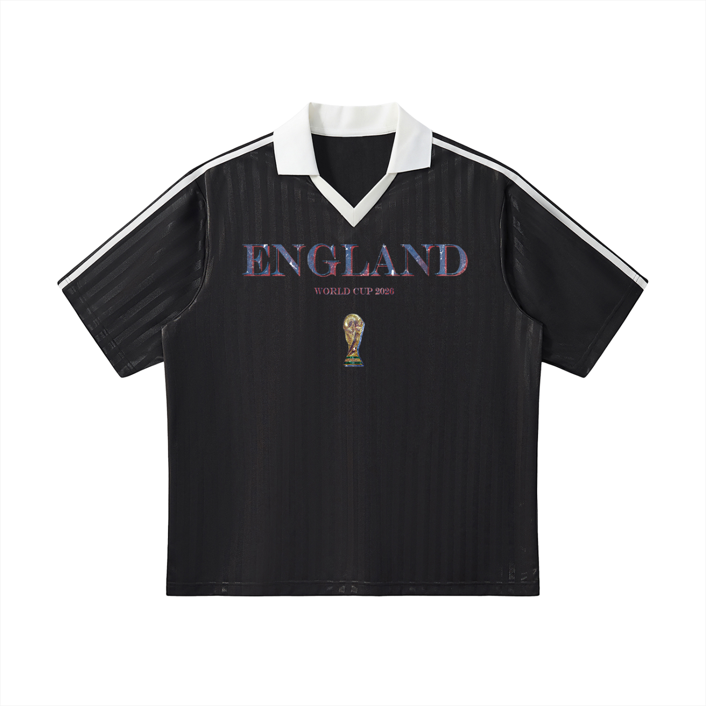 Vintage England World Cup Contrast Collar Striped Soccer Jersey