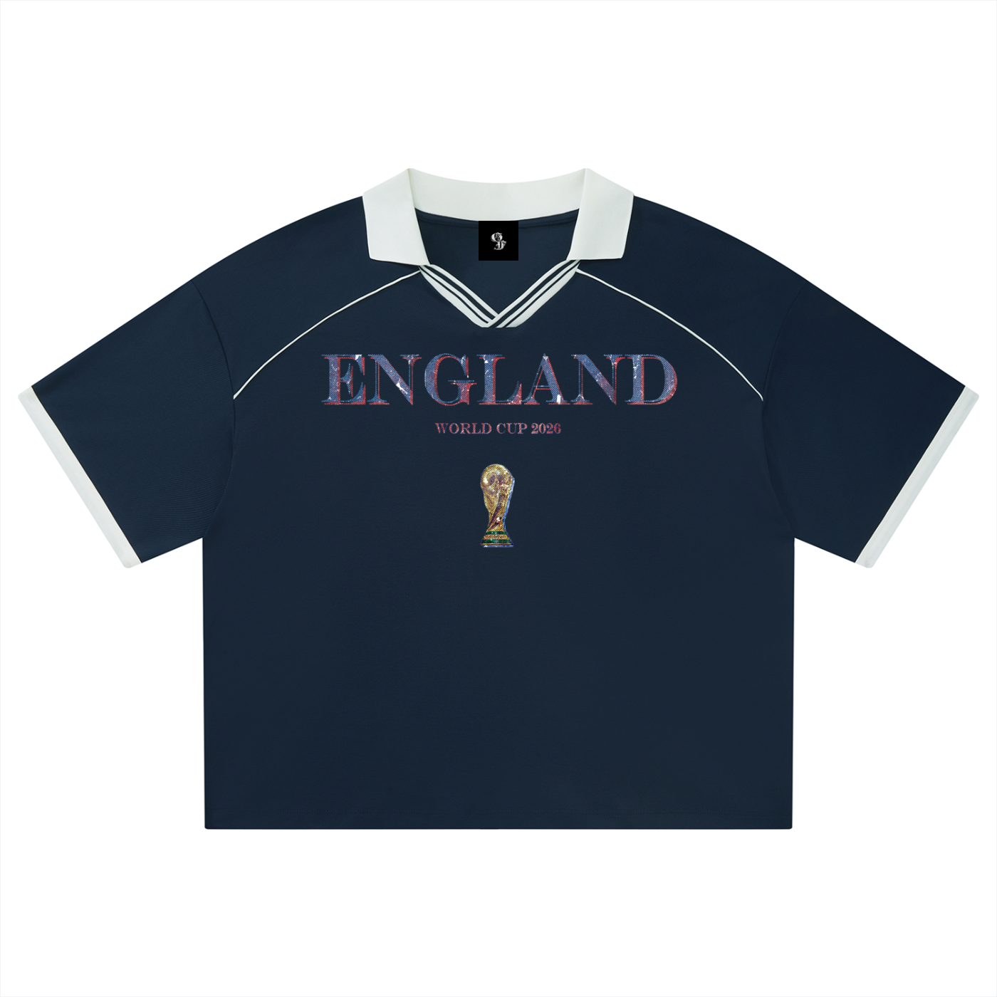 Vintage England World Cup Collared Piping Boxy Soccer Jersey