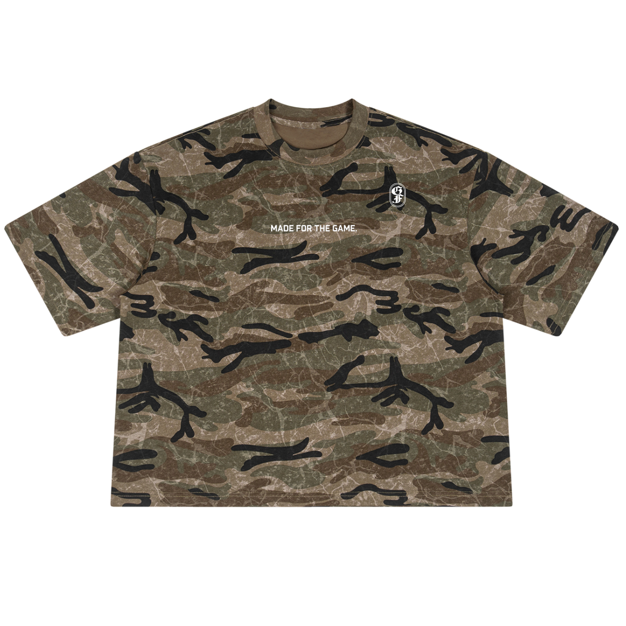 Vintage Graphic Footy Boxy Camo Print T-Shirt