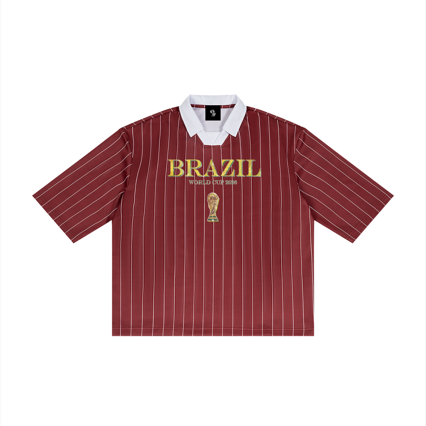 Vintage Brazil World Cup Pinstripe Collared Soccer Jersey