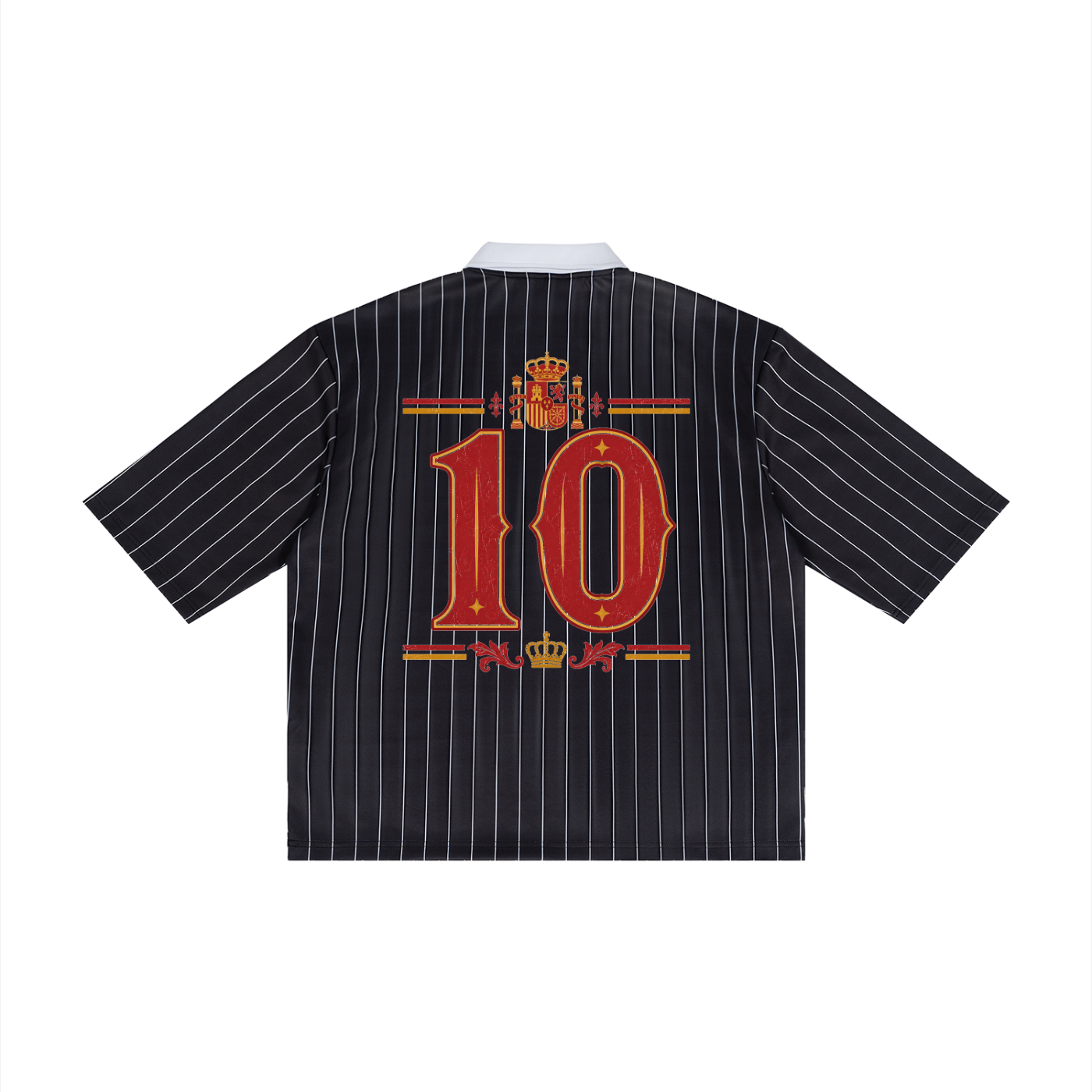 Spain Football Pinstripe Collared Soccer Jersey
