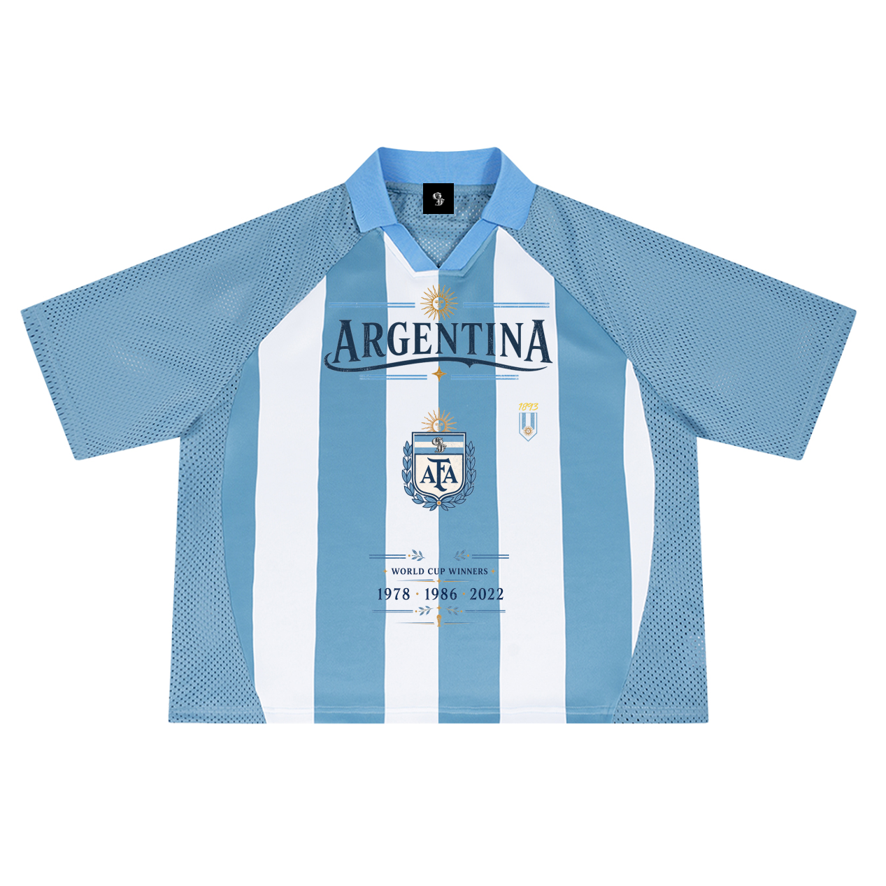 Argentina Striped Mesh Boxy Soccer Jersey