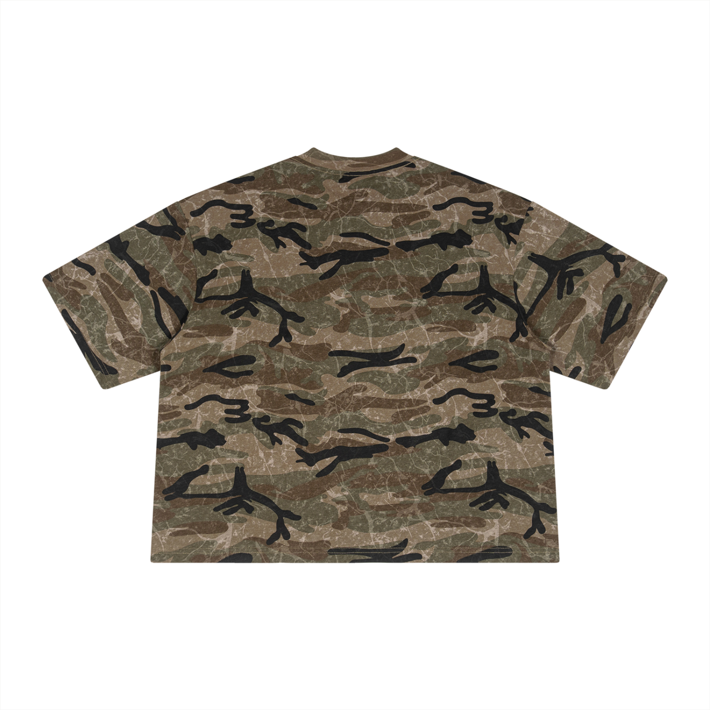 Vintage Graphic Footy Boxy Camo Print T-Shirt