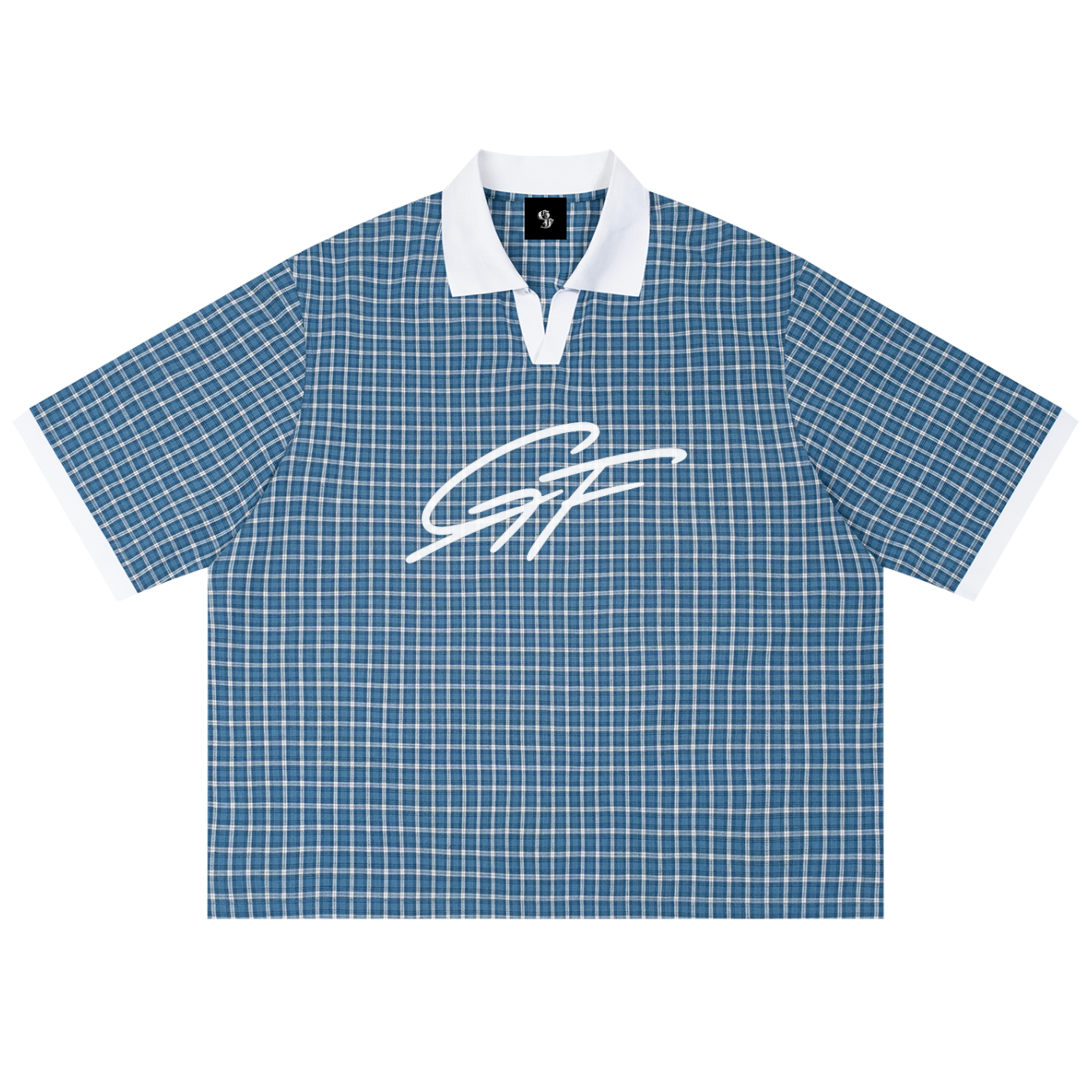 Vintage Graphic Footy Unisex Boxy Plaid Color Block Polo Shirt