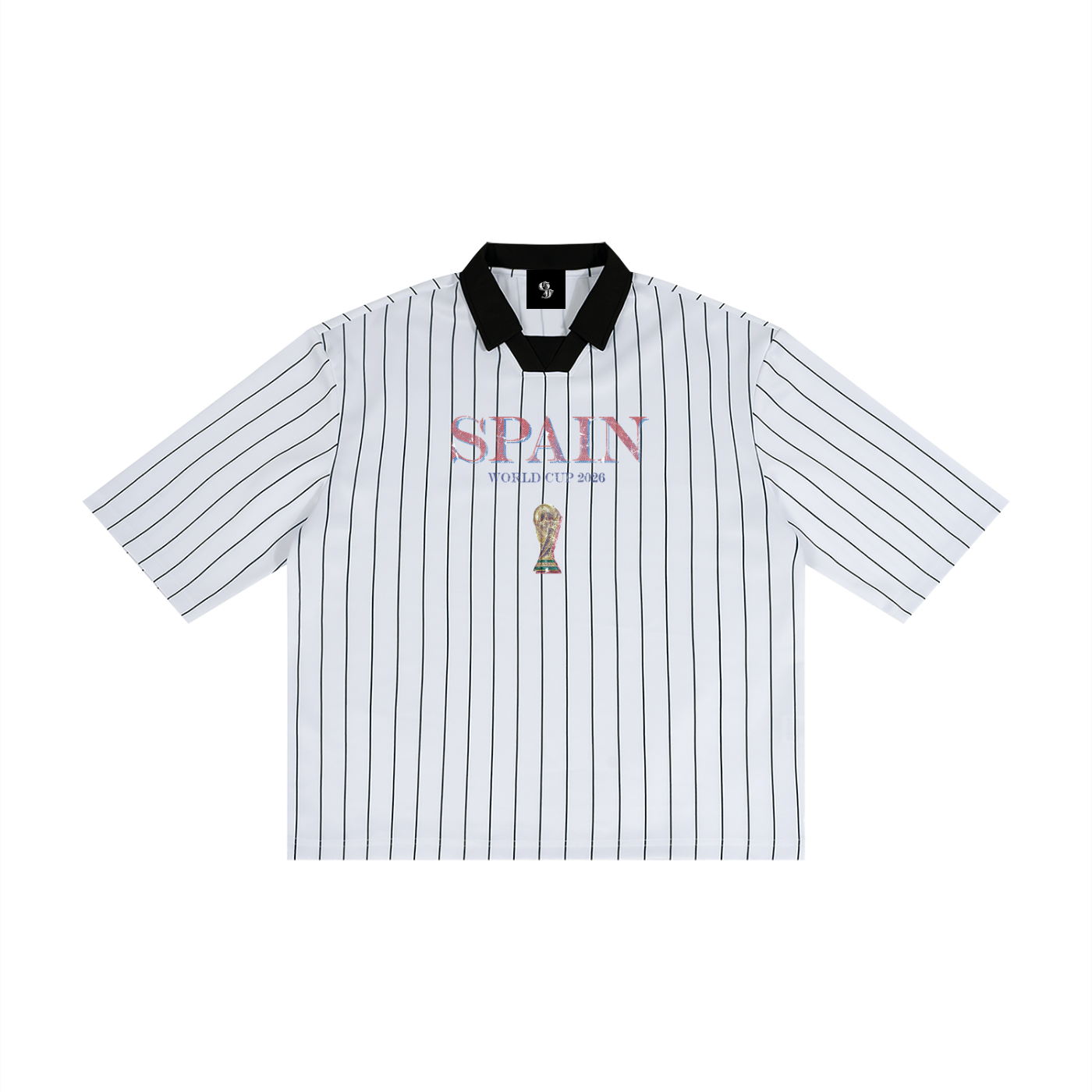 Vintage Spain World Cup Pinstripe Collared Soccer Jersey