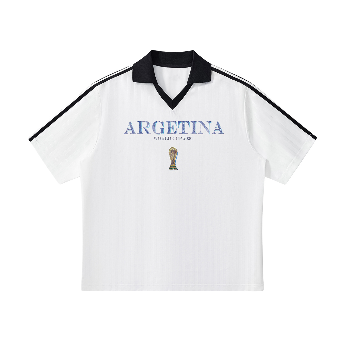 Vintage Argentina World Cup Contrast Collar Striped Soccer Jersey