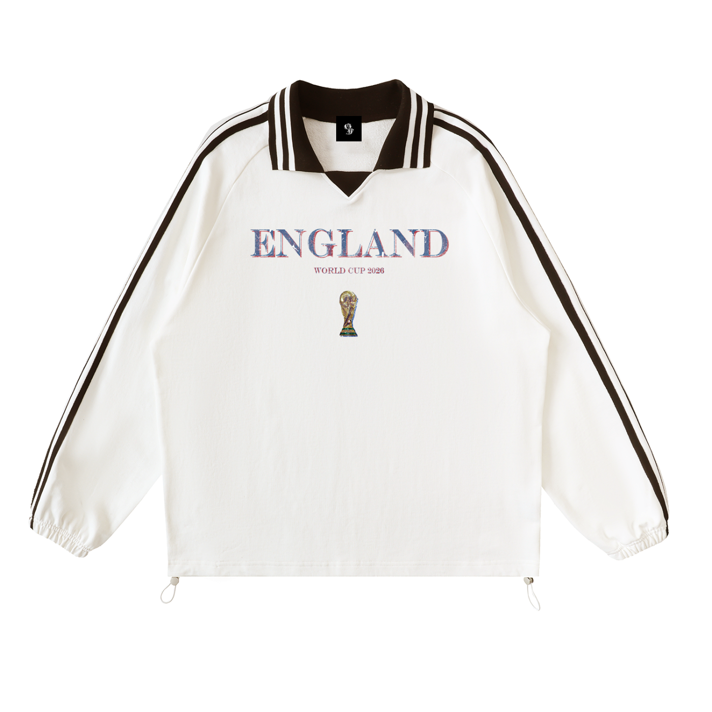 Vintage England World Cup Contrast Striped Lapel Collar Sweatshirt