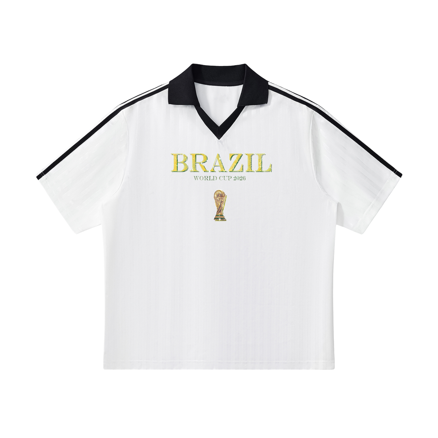Vintage Brazil World Cup Contrast Collar Striped Soccer Jersey