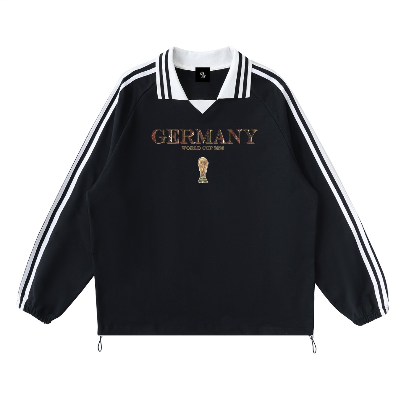 Vintage Germany World Cup Contrast Striped Lapel Collar Sweatshirt