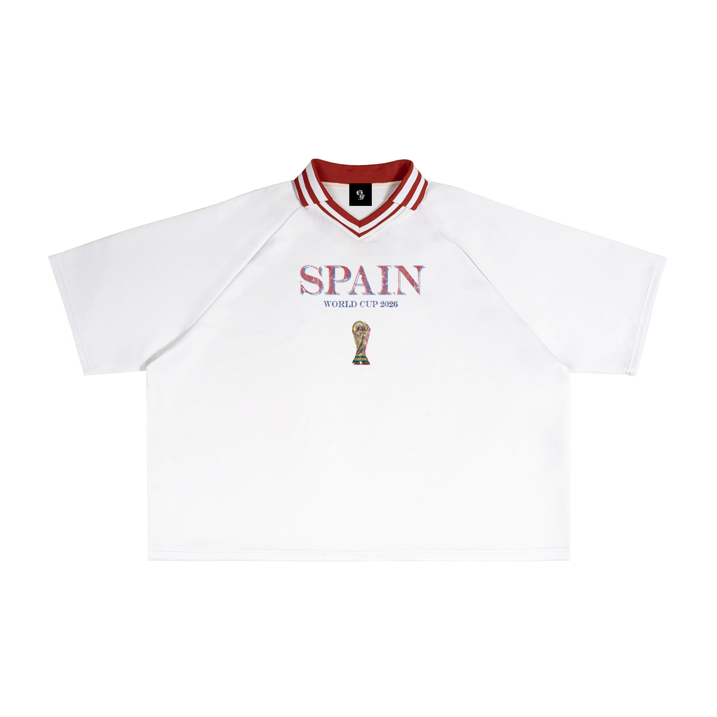 Vintage Spain World Cup Contrast Lapel Collar Boxy T-Shirt