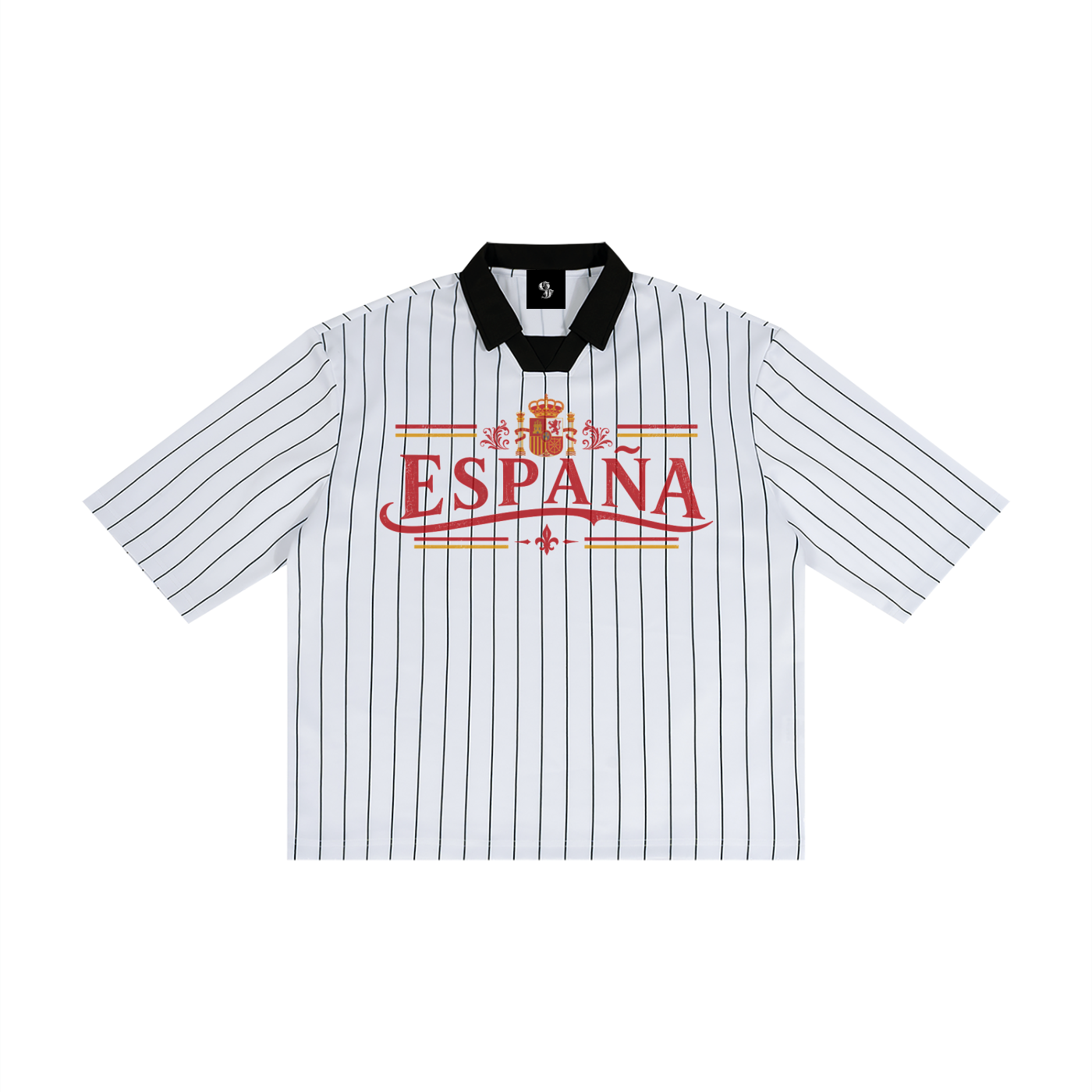 Spain Football Pinstripe Collared Soccer Jersey