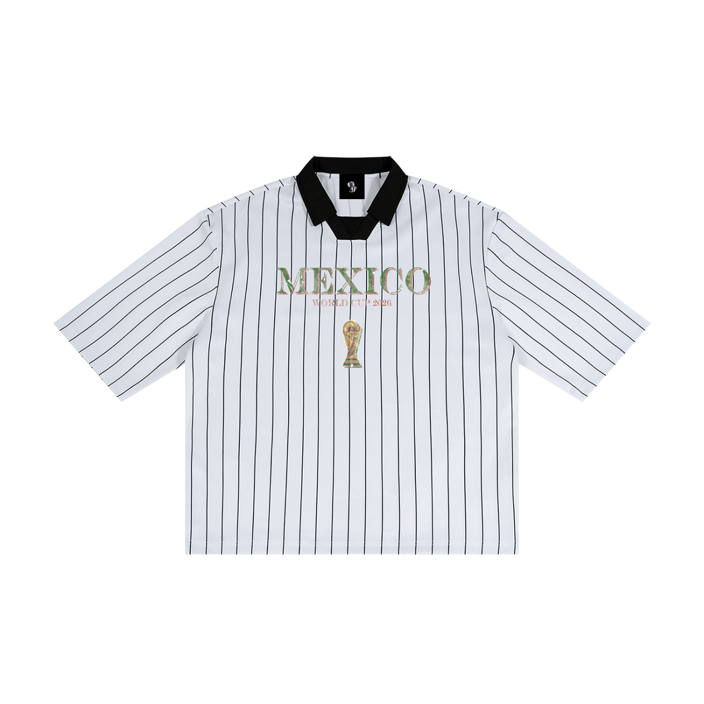 Vintage Mexico World Cup Pinstripe Collared Soccer Jersey