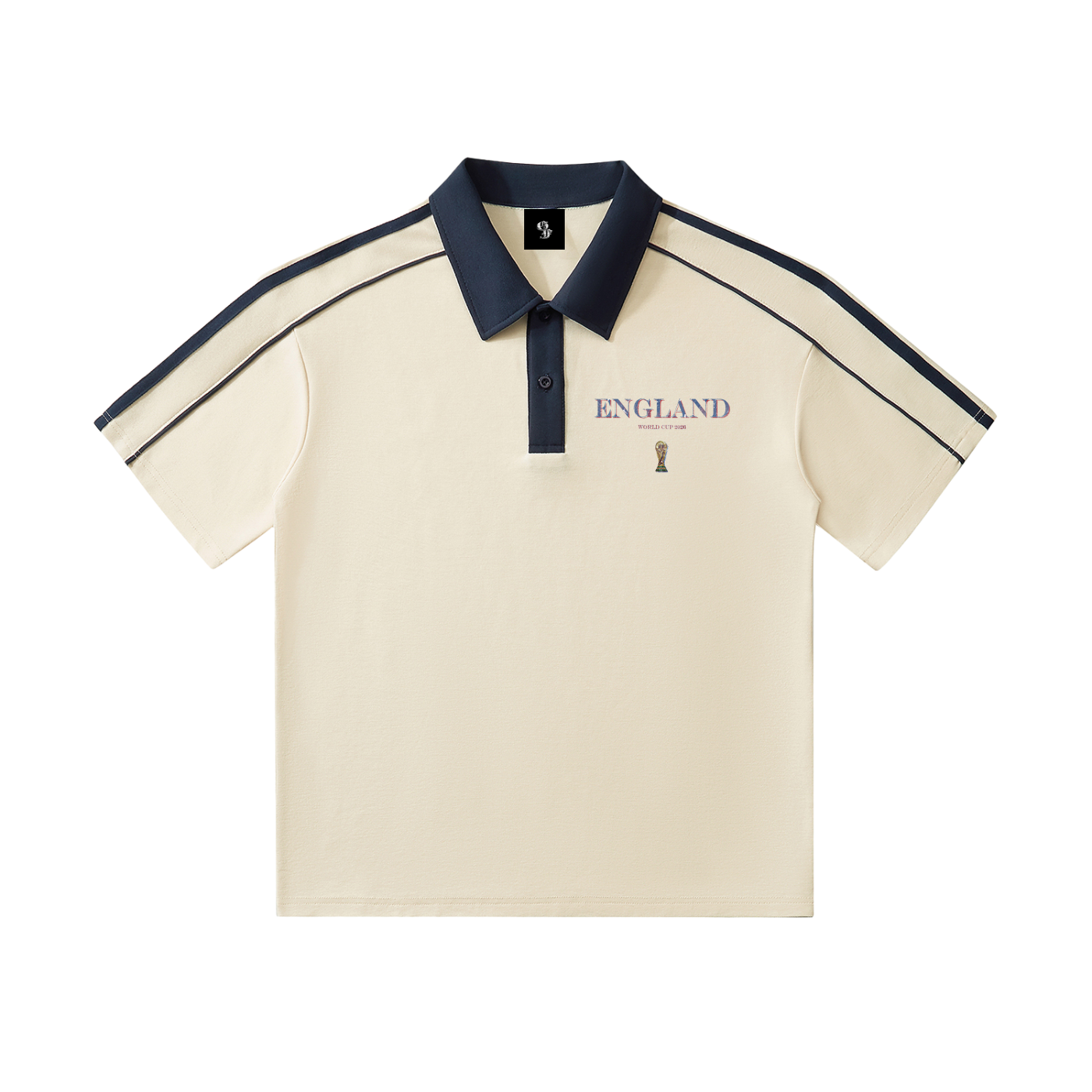 Vintage England World Cup Contrast Collar Short-Sleeve Polo Shirt