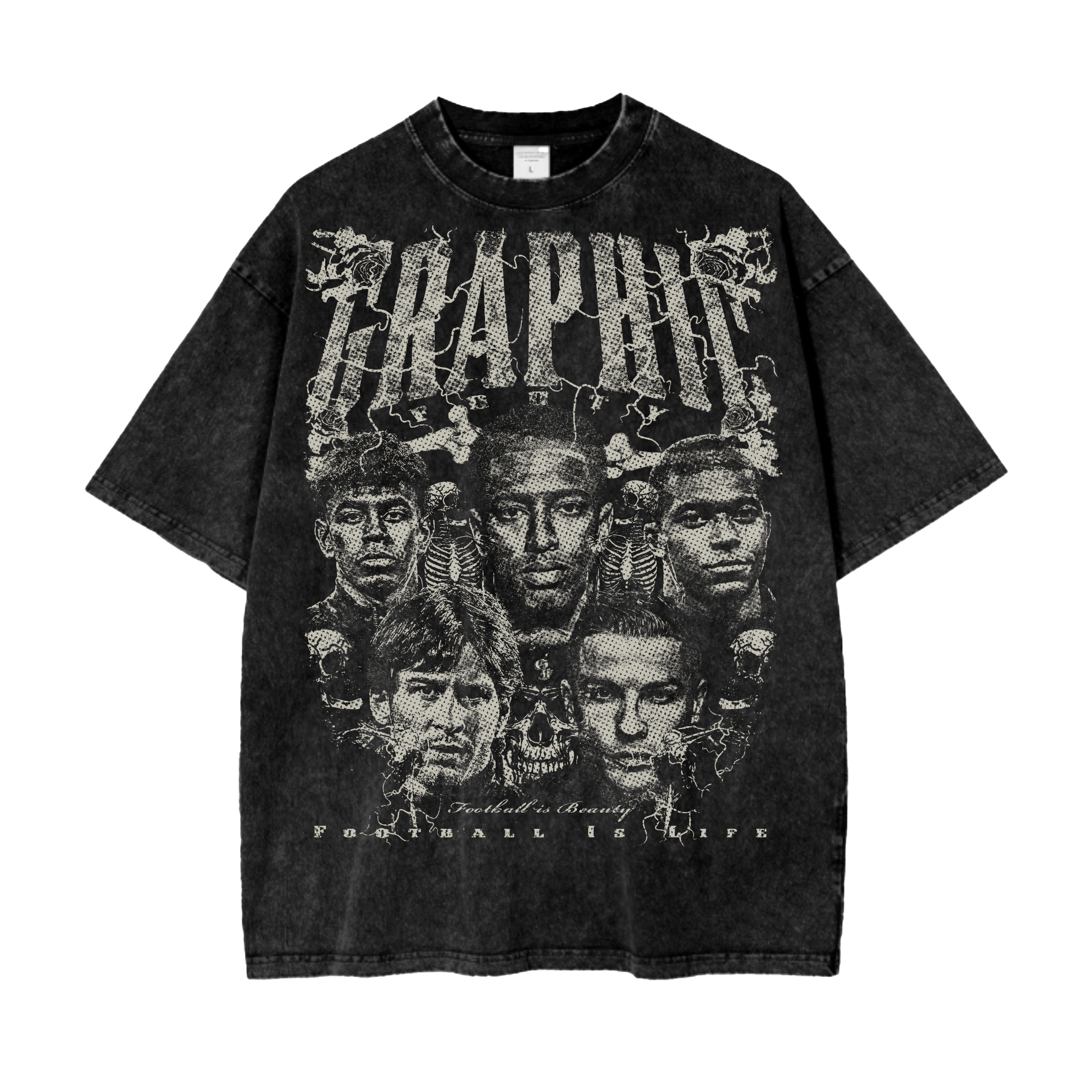 Vintage 'Graphic Footy' Oversize Acid Washed T-Shirt