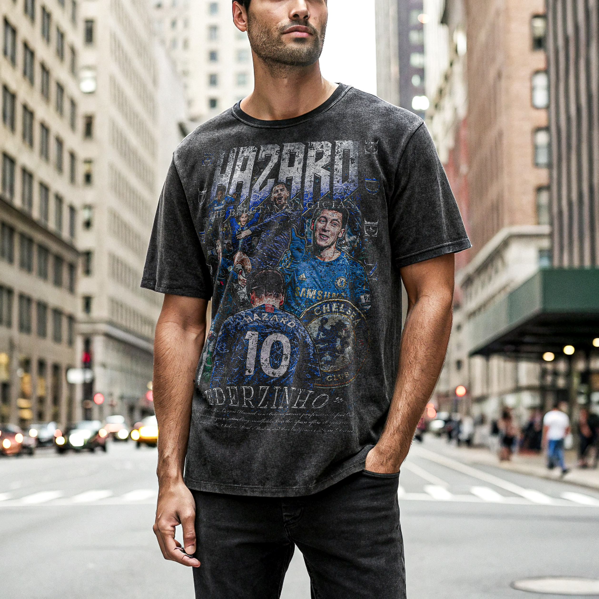 Vintage Eden Hazard Snow Washed Oversized Cotton T-Shirt