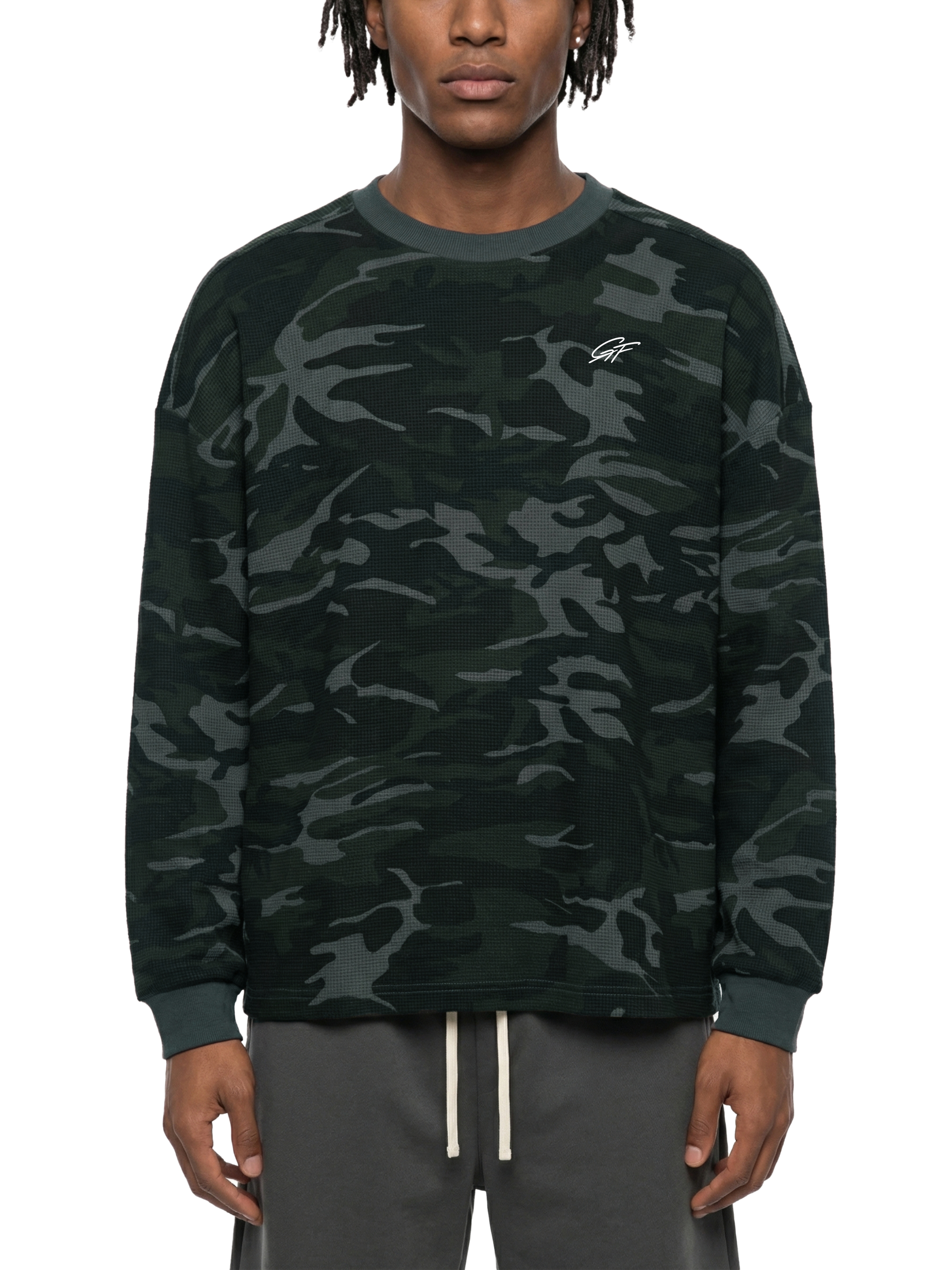 Vintage Graphic Footy Waffle Boxy Long Sleeve T-Shirt