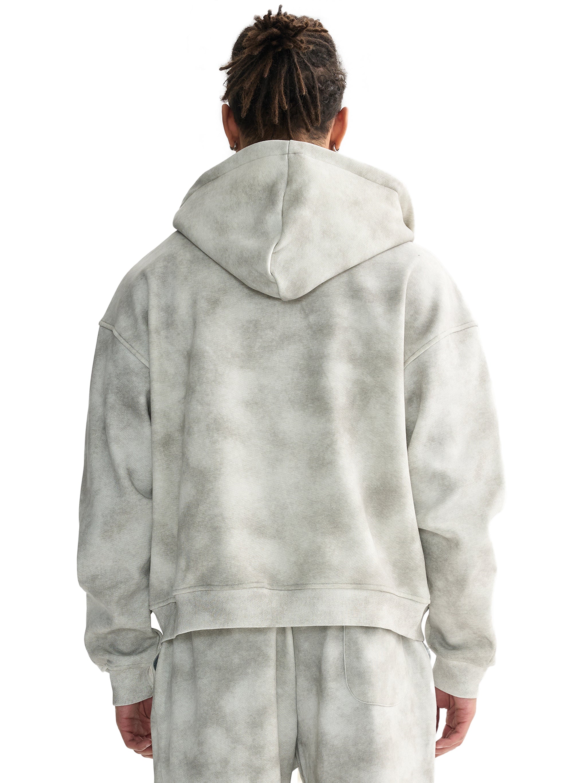 Graphic Footy Dirty Washed Boxy Zip-up Fleece Hoodie
