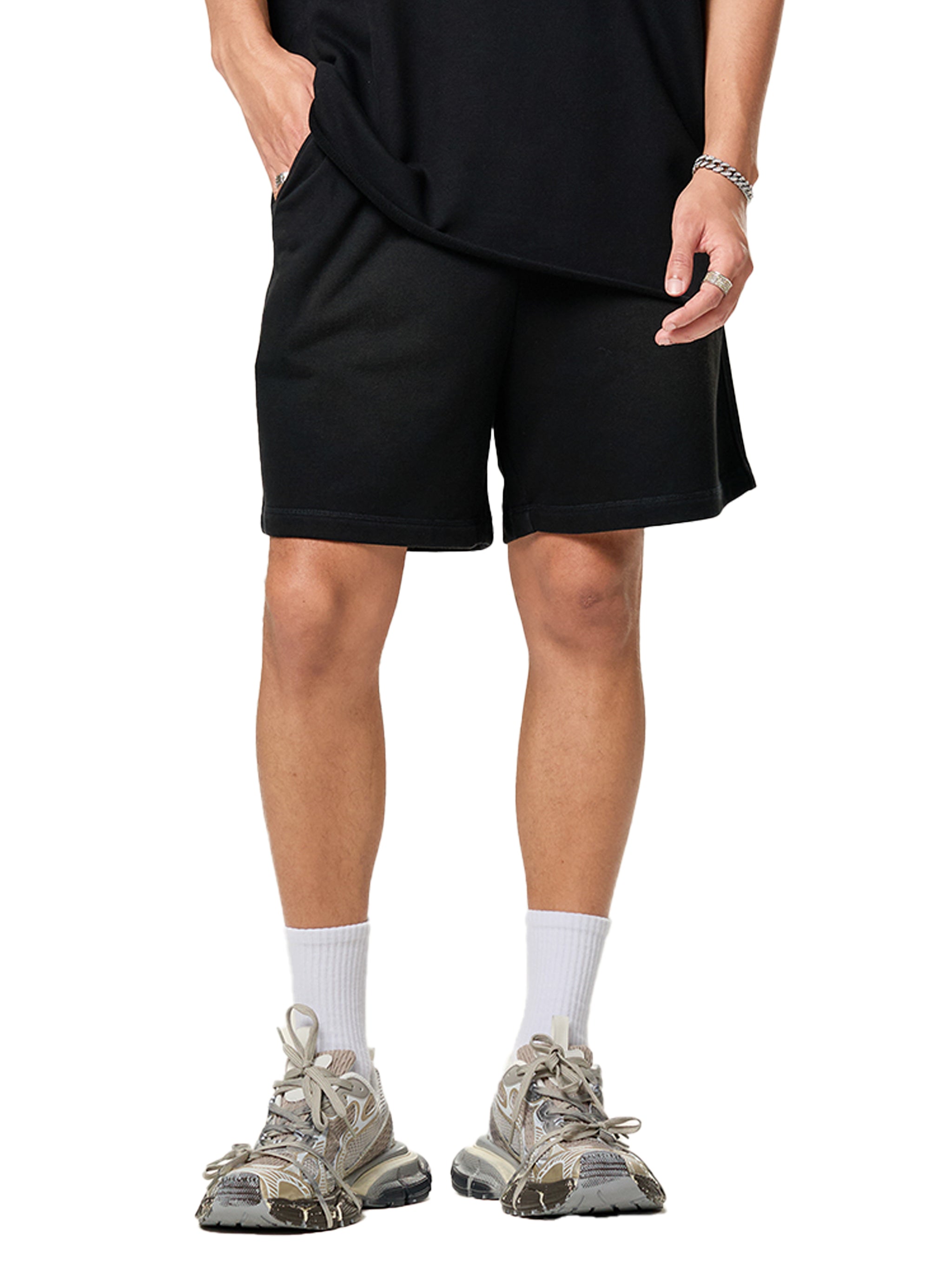 Graphic Footy Sun Fade Raw Edge Cotton Shorts