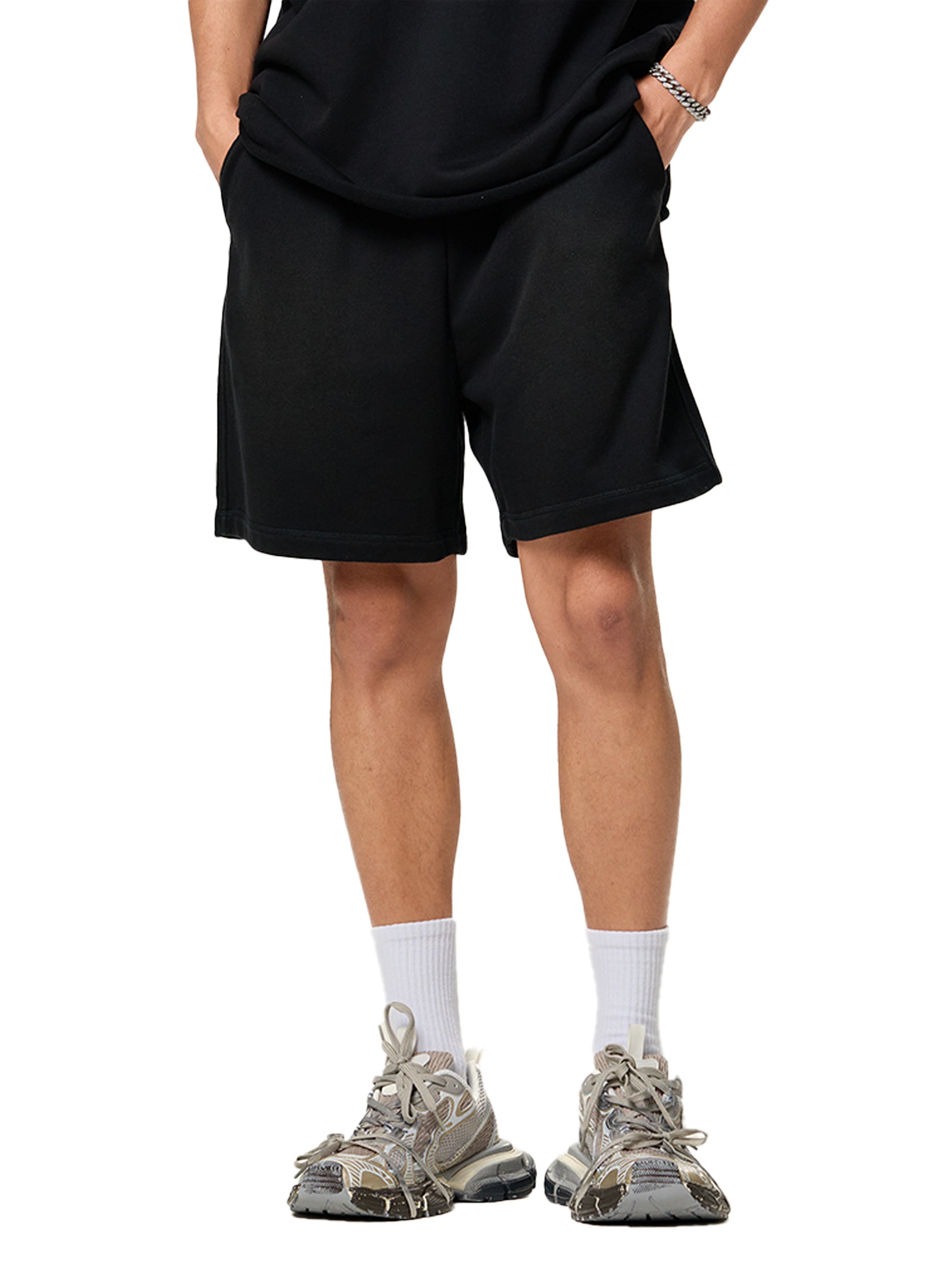 Graphic Footy Sun Fade Raw Edge Cotton Shorts