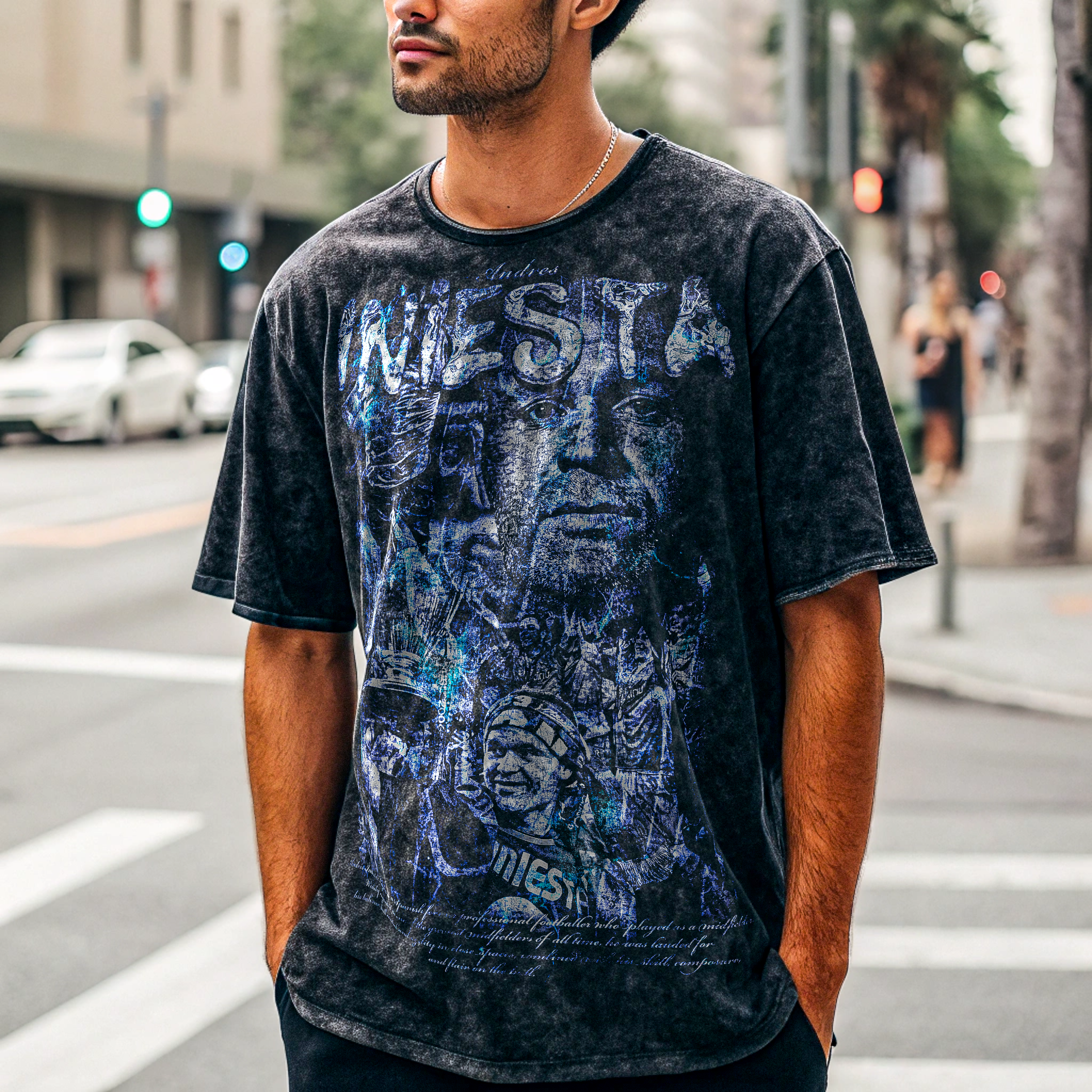 Vintage Andres Iniesta Oversize Acid Washed T-Shirt