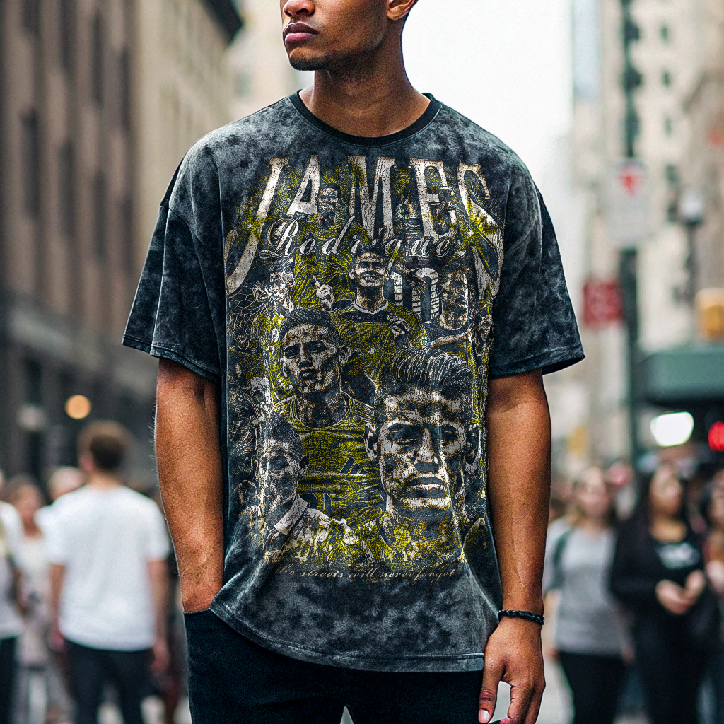 Vintage James Rodriguez Columbia Acid Wash Oversize T-Shirt - 250 GSM