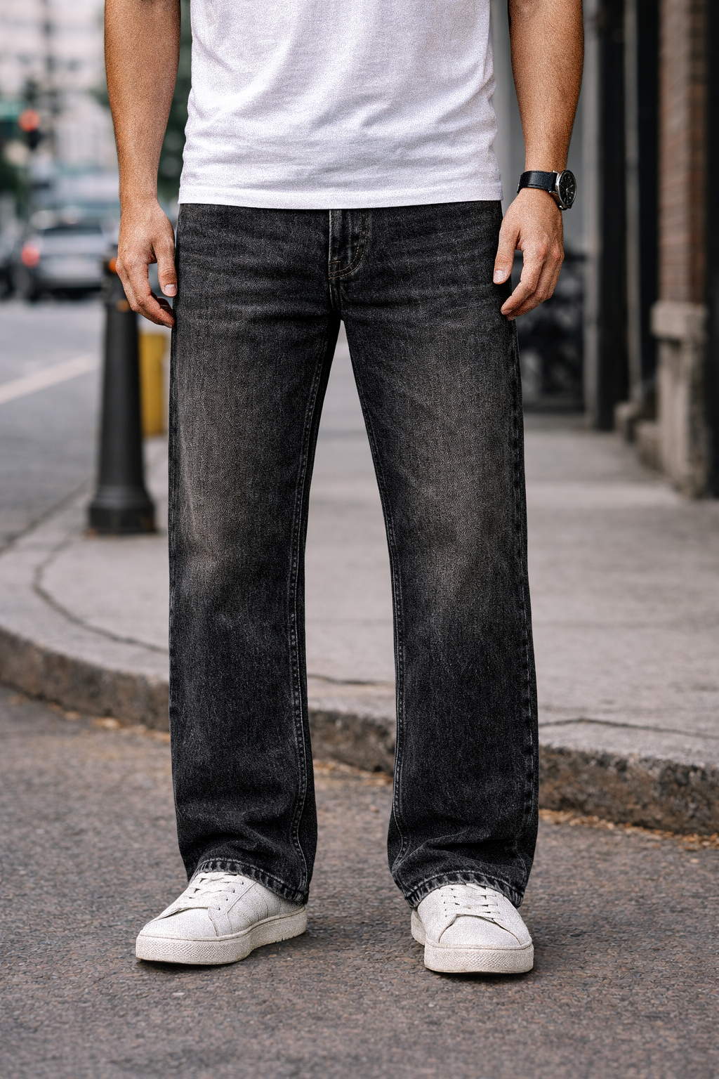 Premium Vintage Wash Graphic Footy Heavyweight Denim Jeans