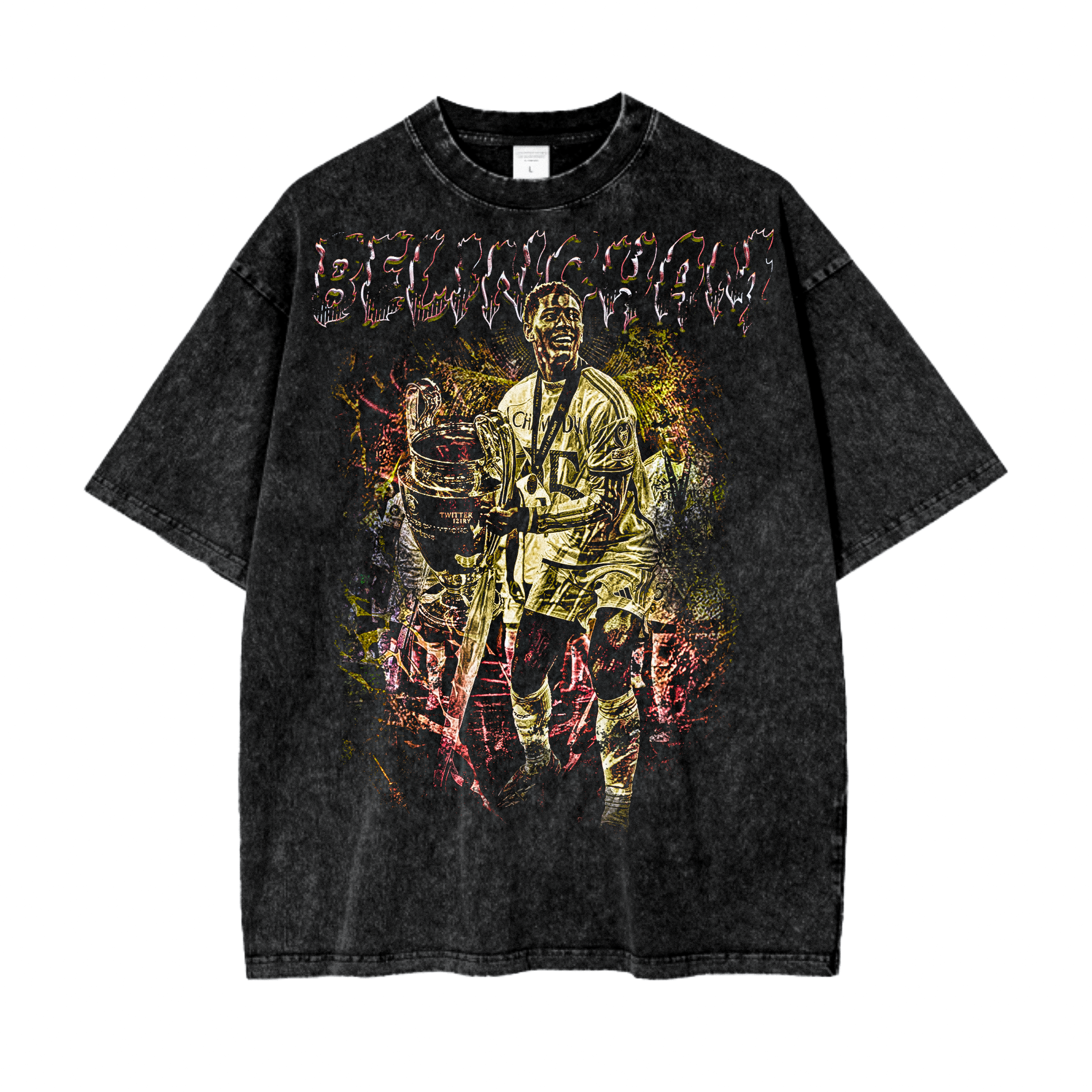 Vintage Jude Bellingham Acid Wash Oversize T-Shirt - 250 GSM